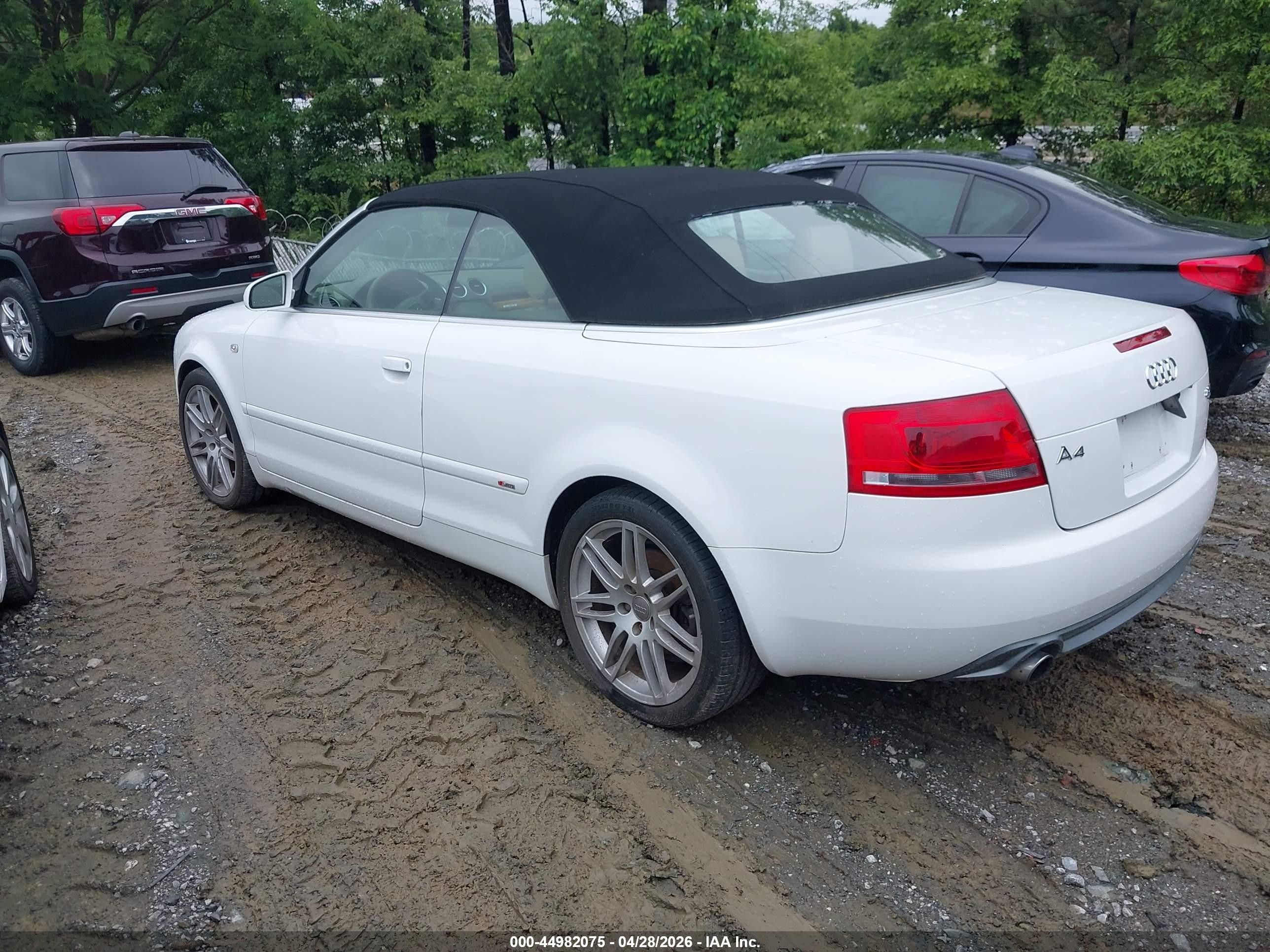 2009 Audi A4 2.0t Cabriolet Quattro White vin: WAUDF48H19K009869