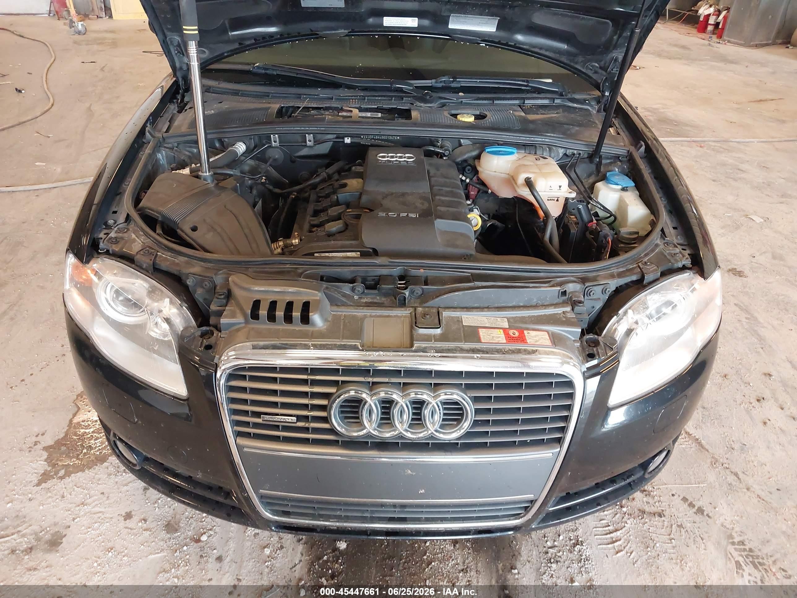 2008 Audi A4 2.0t Black vin: WAUDF48H48K013476