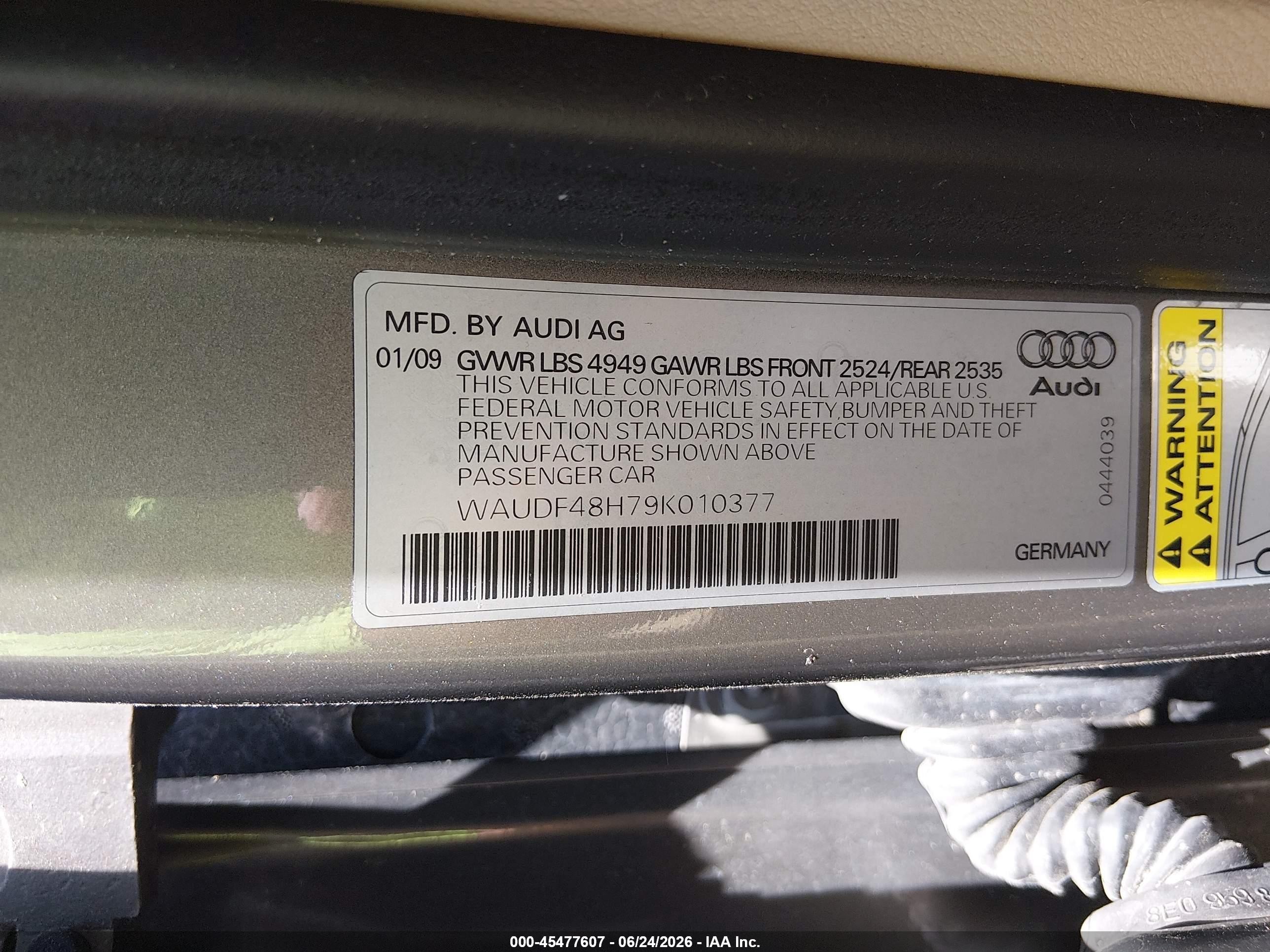 2009 Audi A4 2.0t Special Edition Tan vin: WAUDF48H79K010377