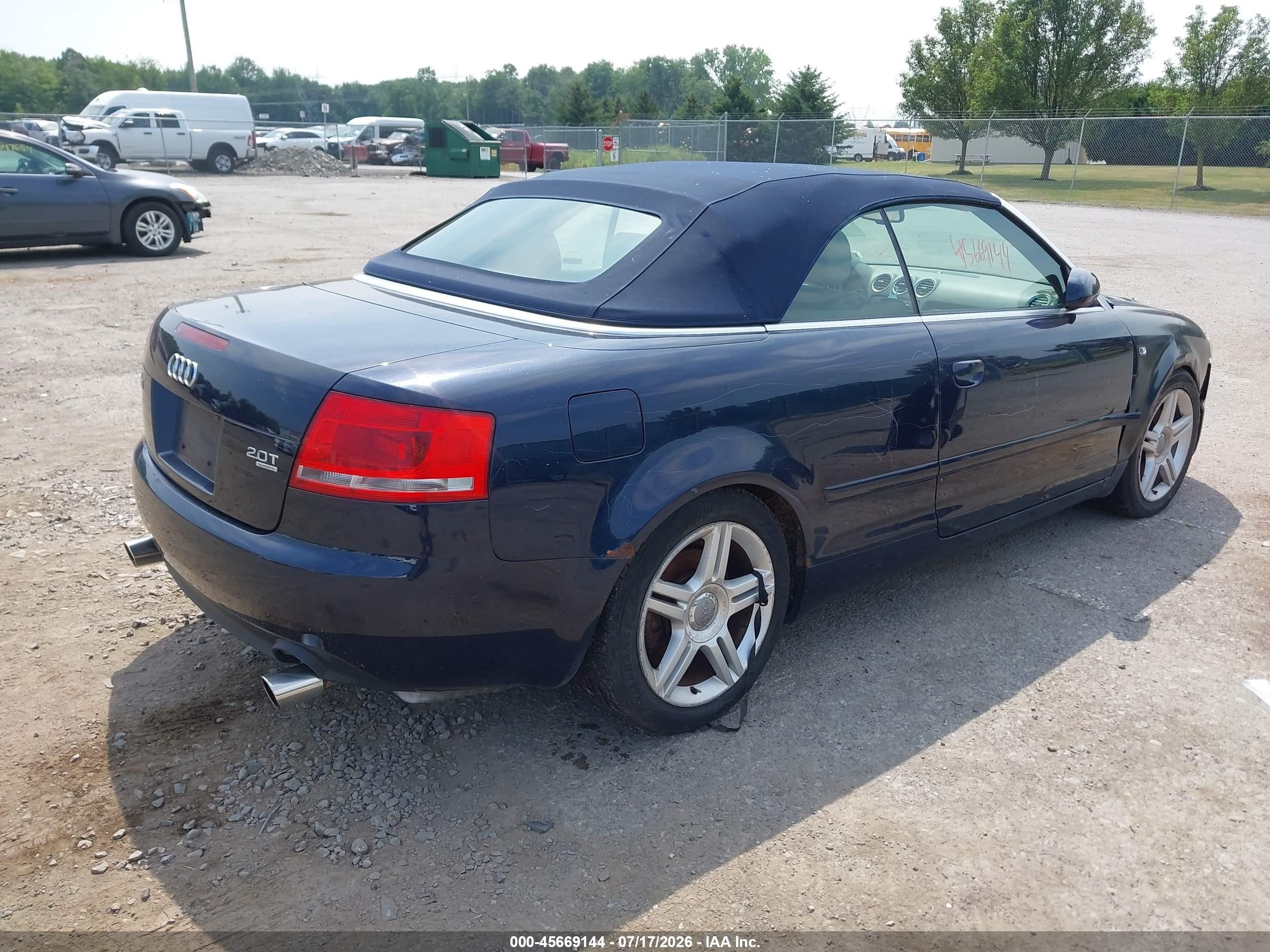 2008 Audi A4 2.0t Blue vin: WAUDF48H88K004456