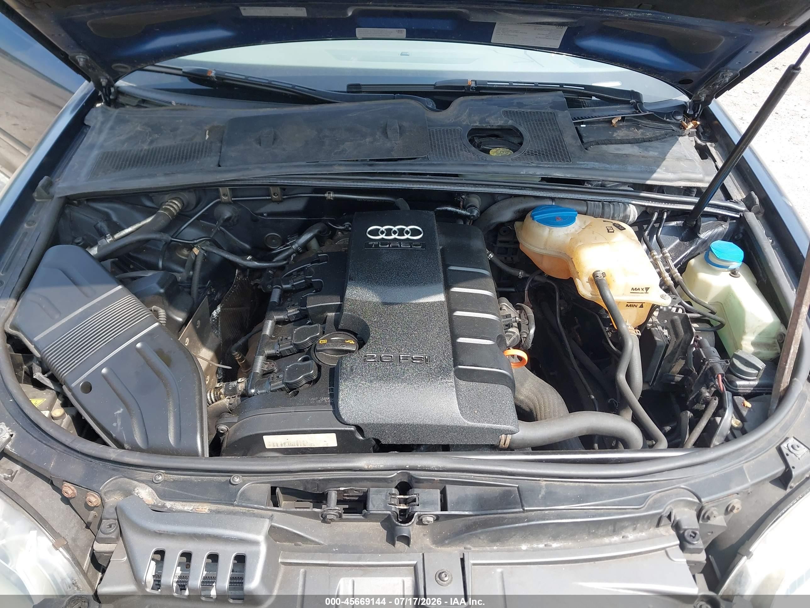 2008 Audi A4 2.0t Blue vin: WAUDF48H88K004456