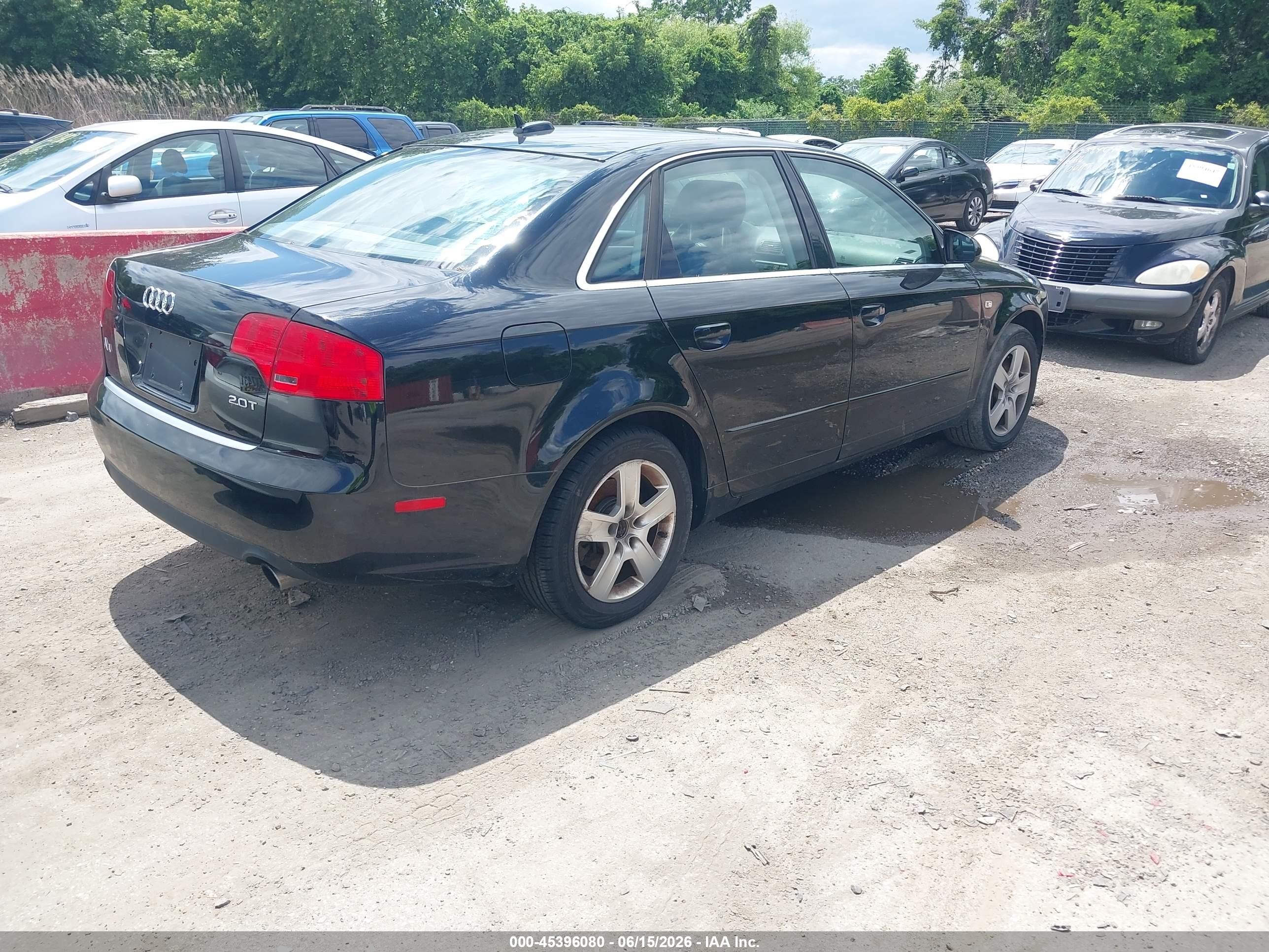 2006 Audi A4 2.0t Black vin: WAUDF78E06A244224