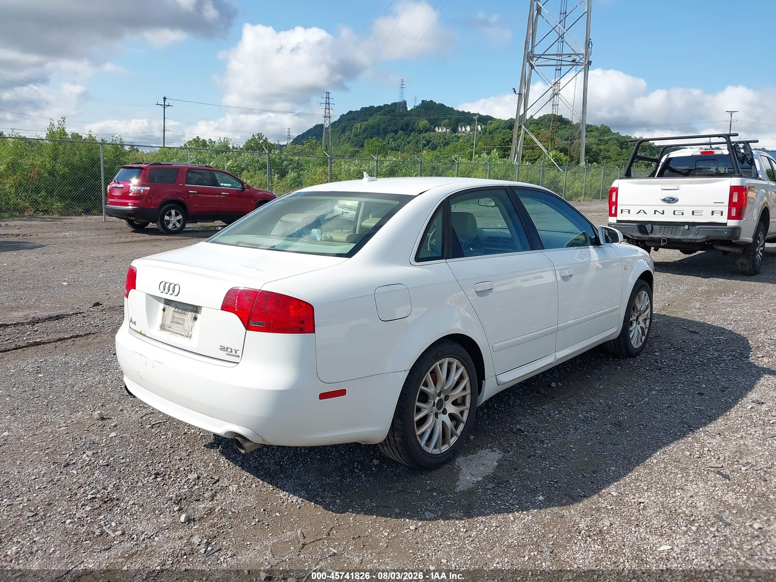 2008 Audi A4 2.0t/2.0t Special Edition White vin: WAUDF78E08A164215