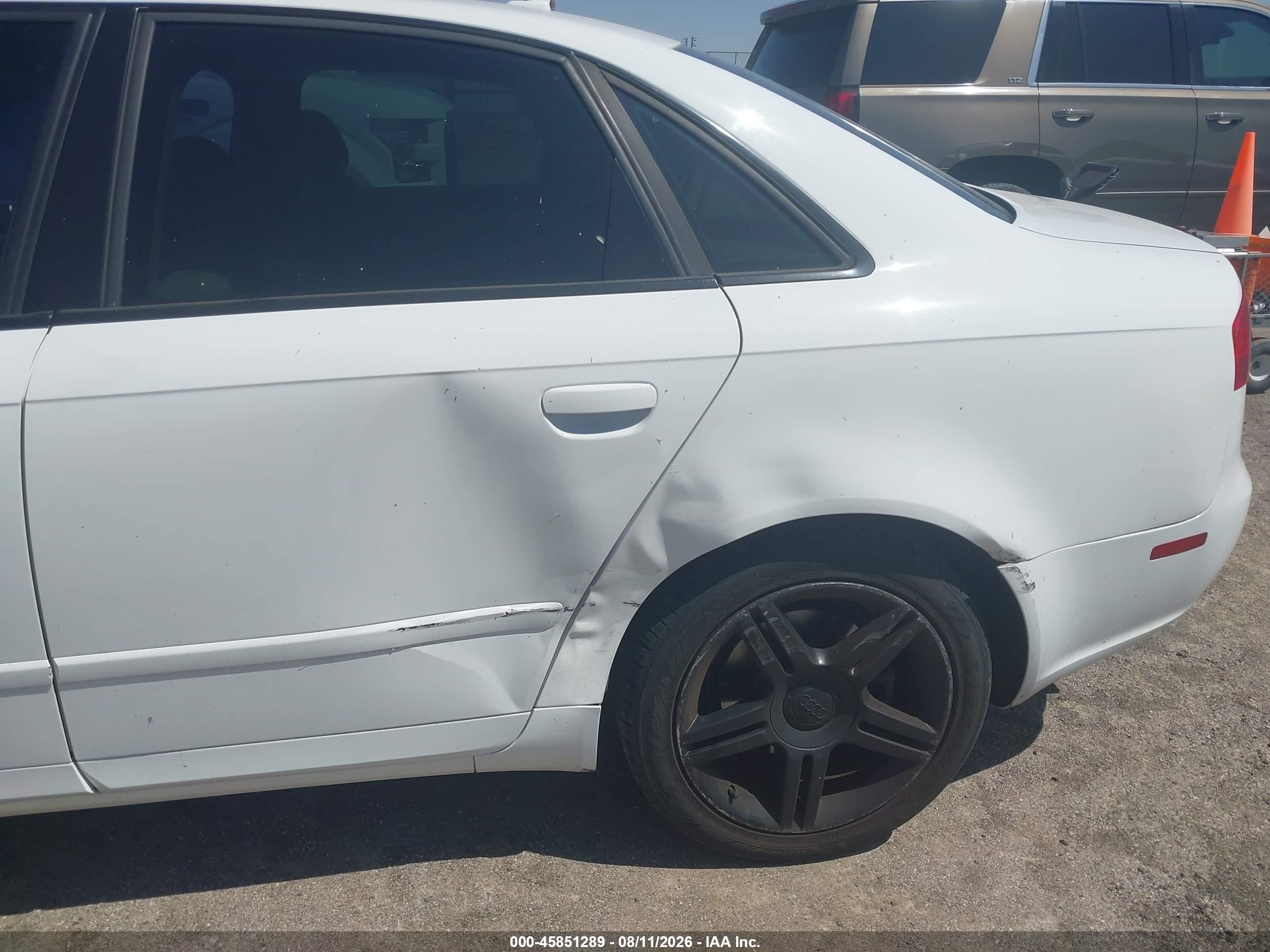 2007 Audi A4 2.0t White vin: WAUDF78E17A103907