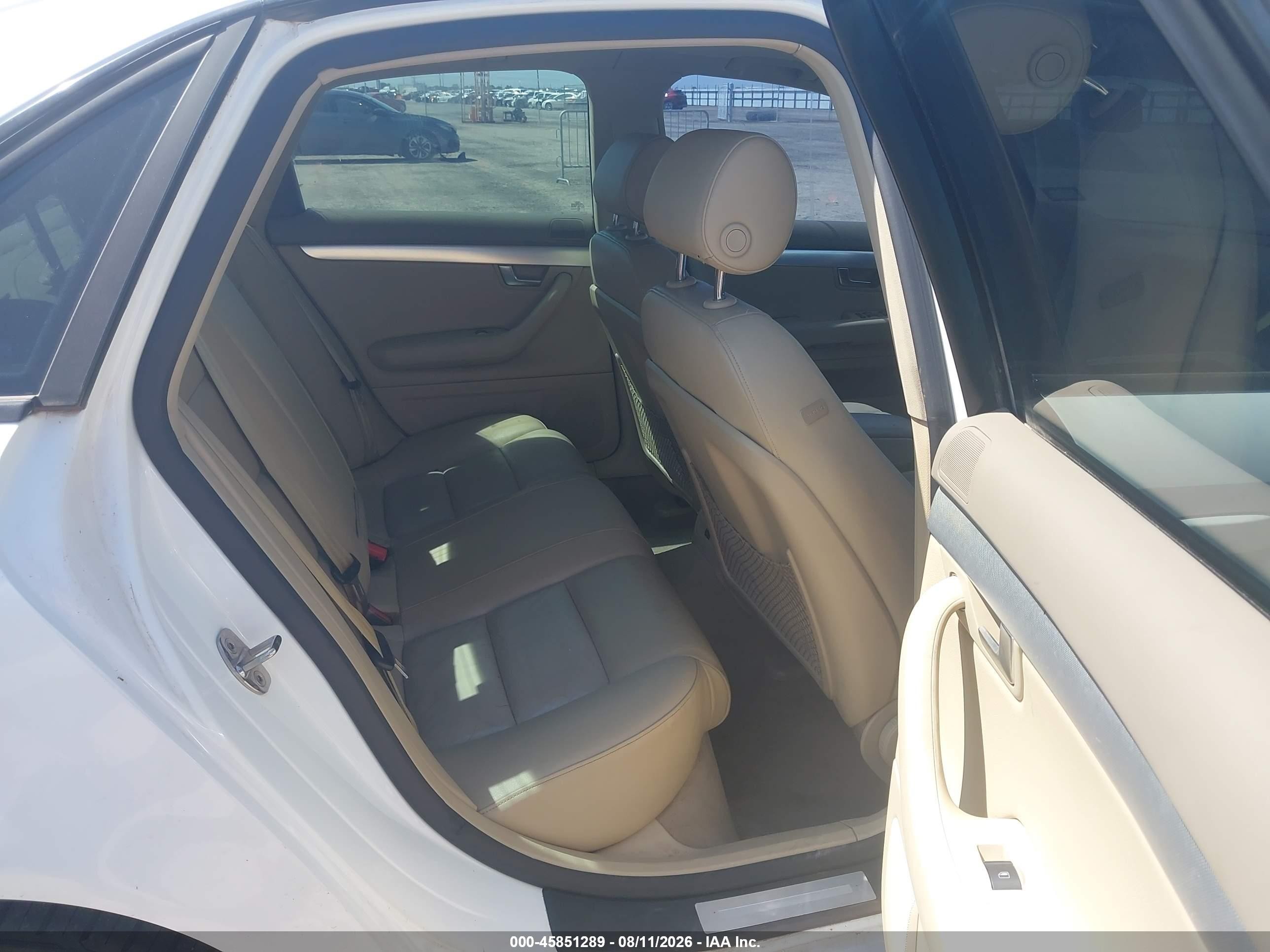 2007 Audi A4 2.0t White vin: WAUDF78E17A103907
