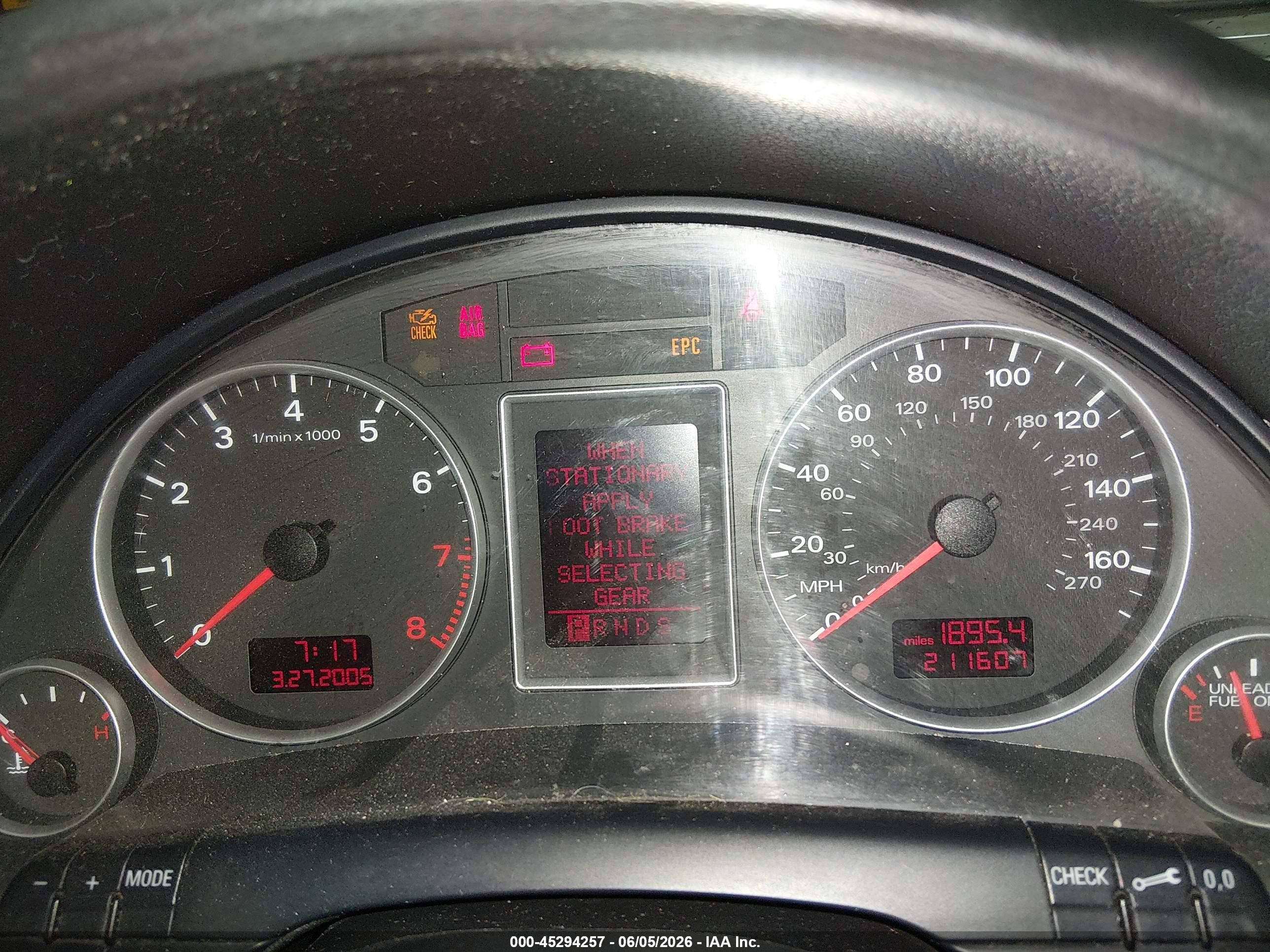 2006 Audi A4 2.0t Silver vin: WAUDF78E36A105382