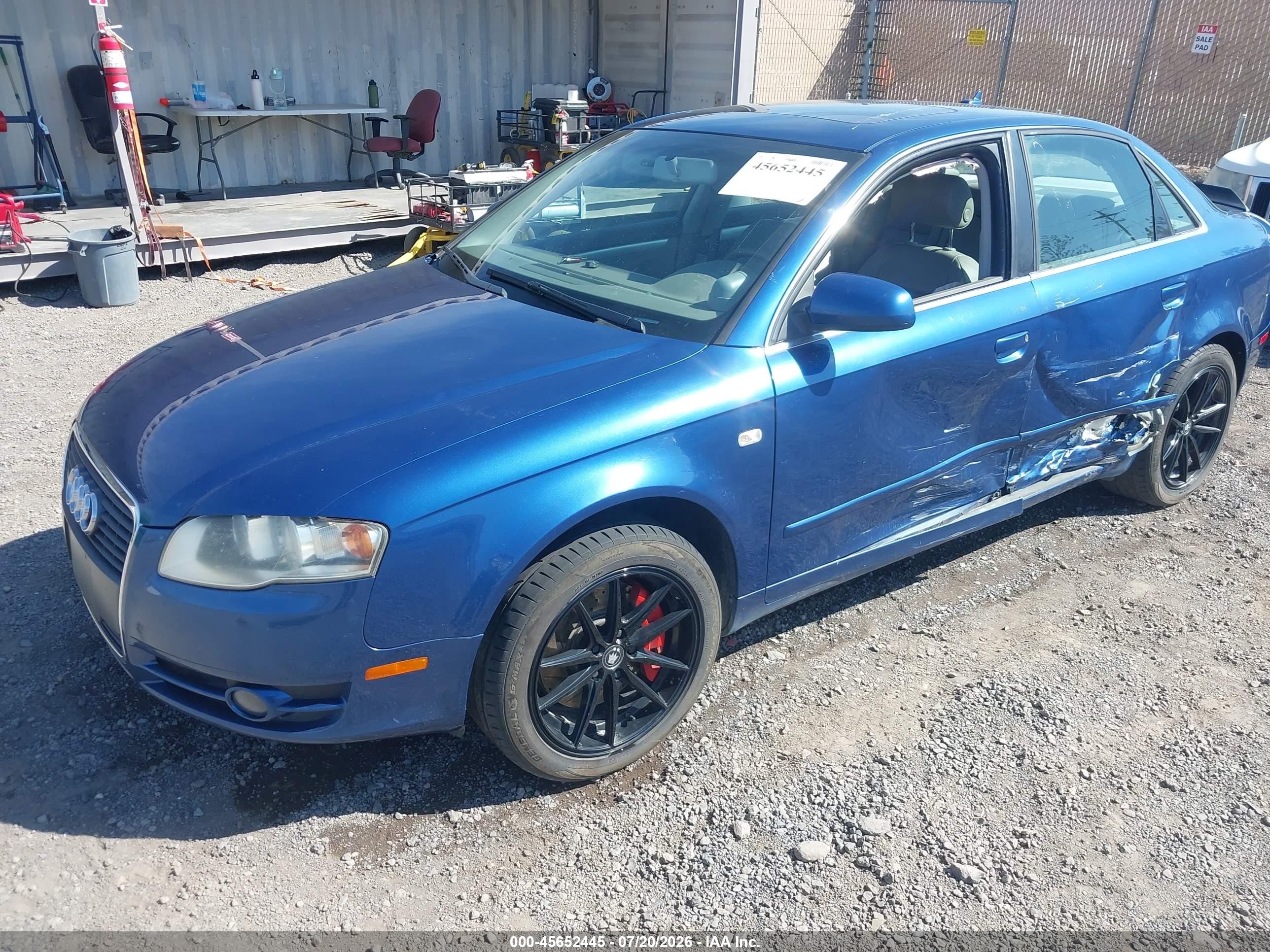 2007 Audi A4 2.0t Blue vin: WAUDF78E37A161579