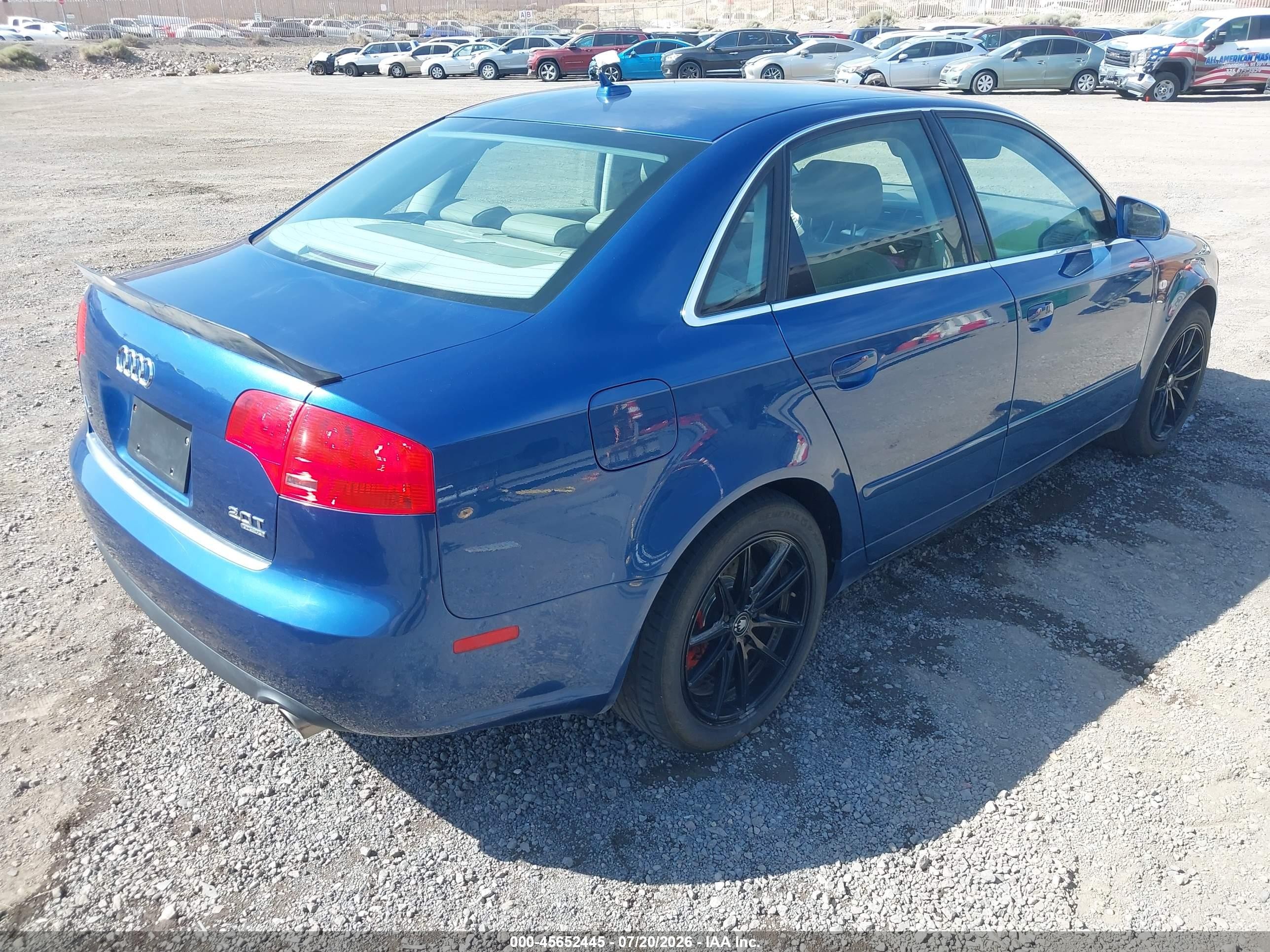 2007 Audi A4 2.0t Blue vin: WAUDF78E37A161579