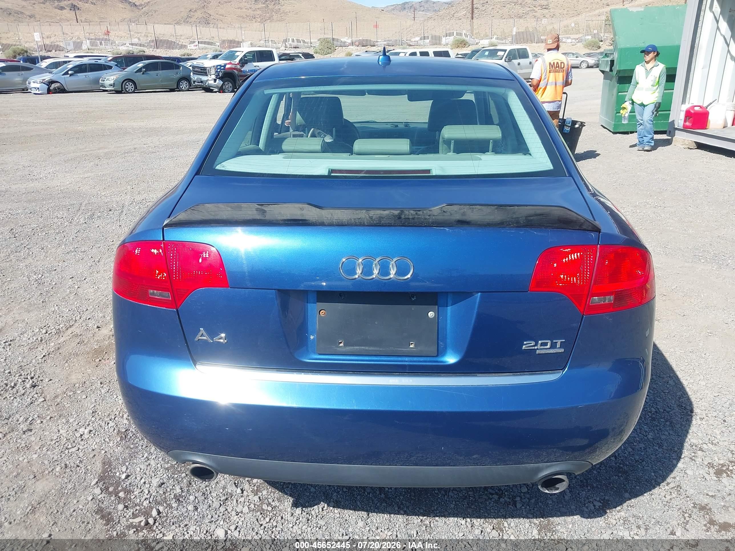 2007 Audi A4 2.0t Blue vin: WAUDF78E37A161579