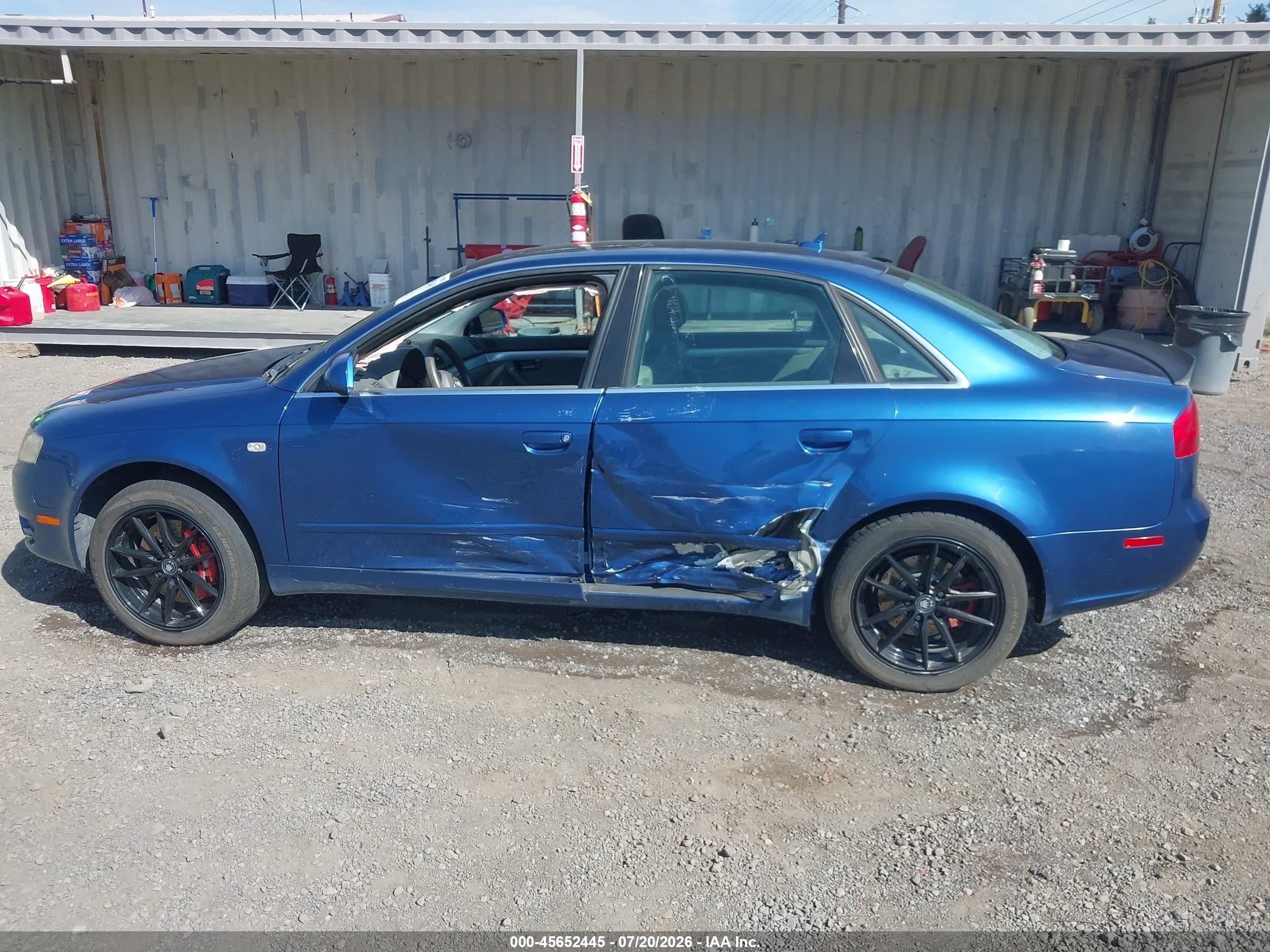 2007 Audi A4 2.0t Blue vin: WAUDF78E37A161579