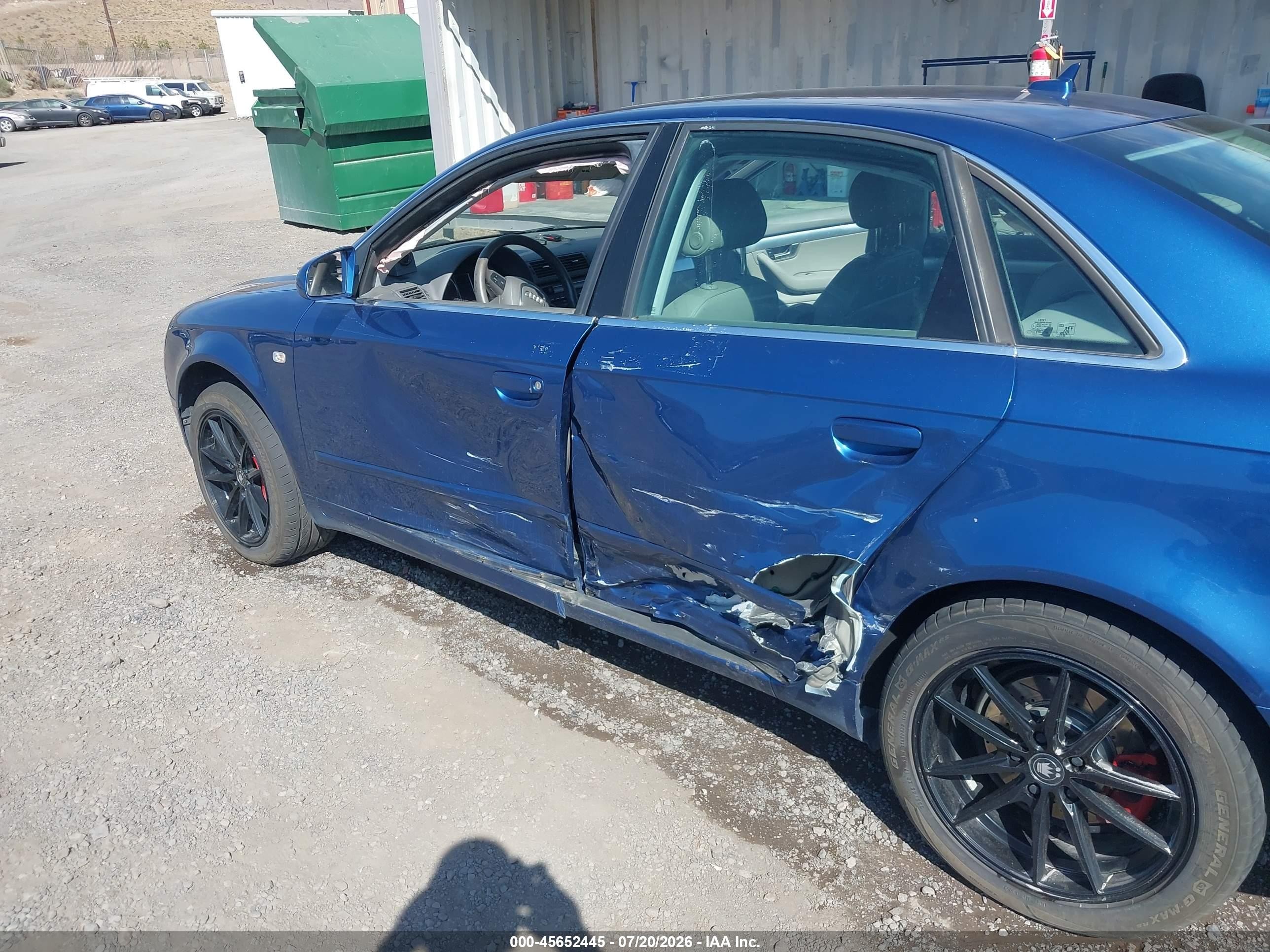 2007 Audi A4 2.0t Blue vin: WAUDF78E37A161579
