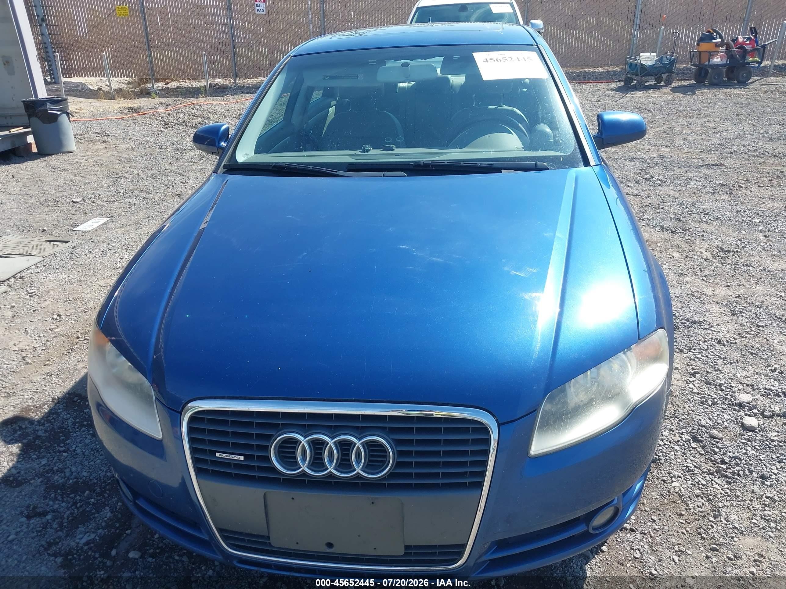 2007 Audi A4 2.0t Blue vin: WAUDF78E37A161579