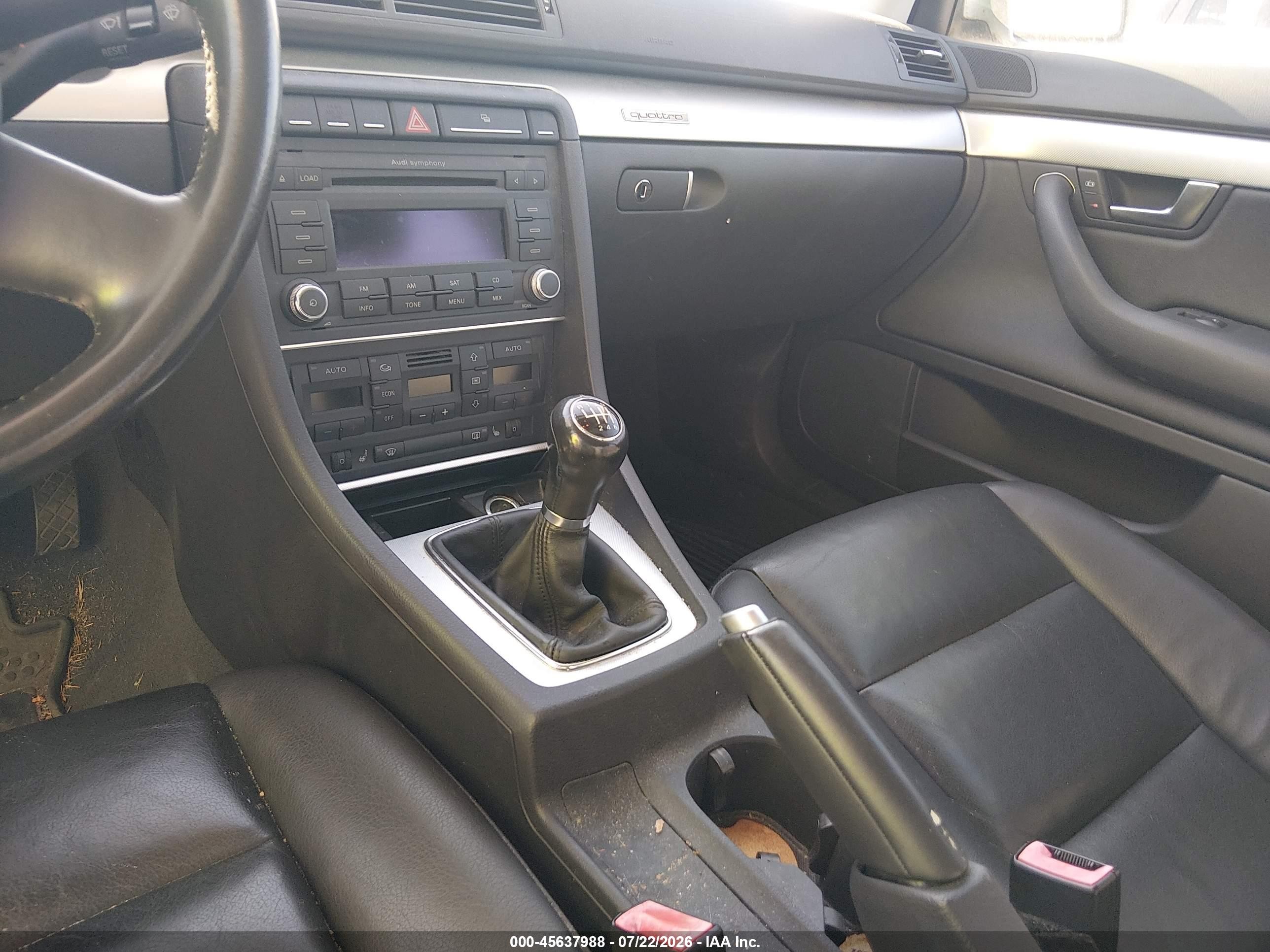 2007 Audi A4 2.0t Gray vin: WAUDF78E47A038776