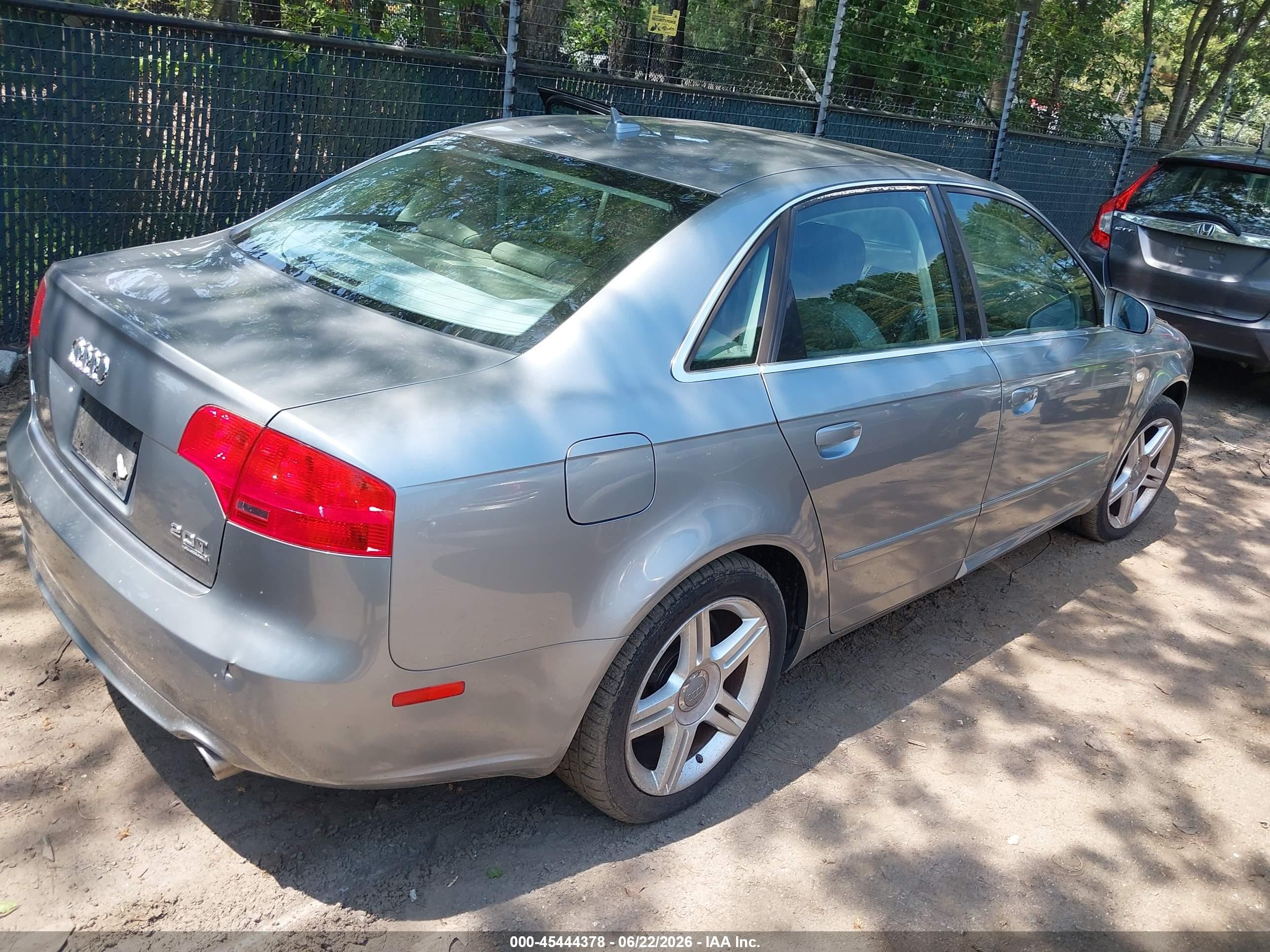 2008 Audi A4 2.0t Silver vin: WAUDF78E48A043185