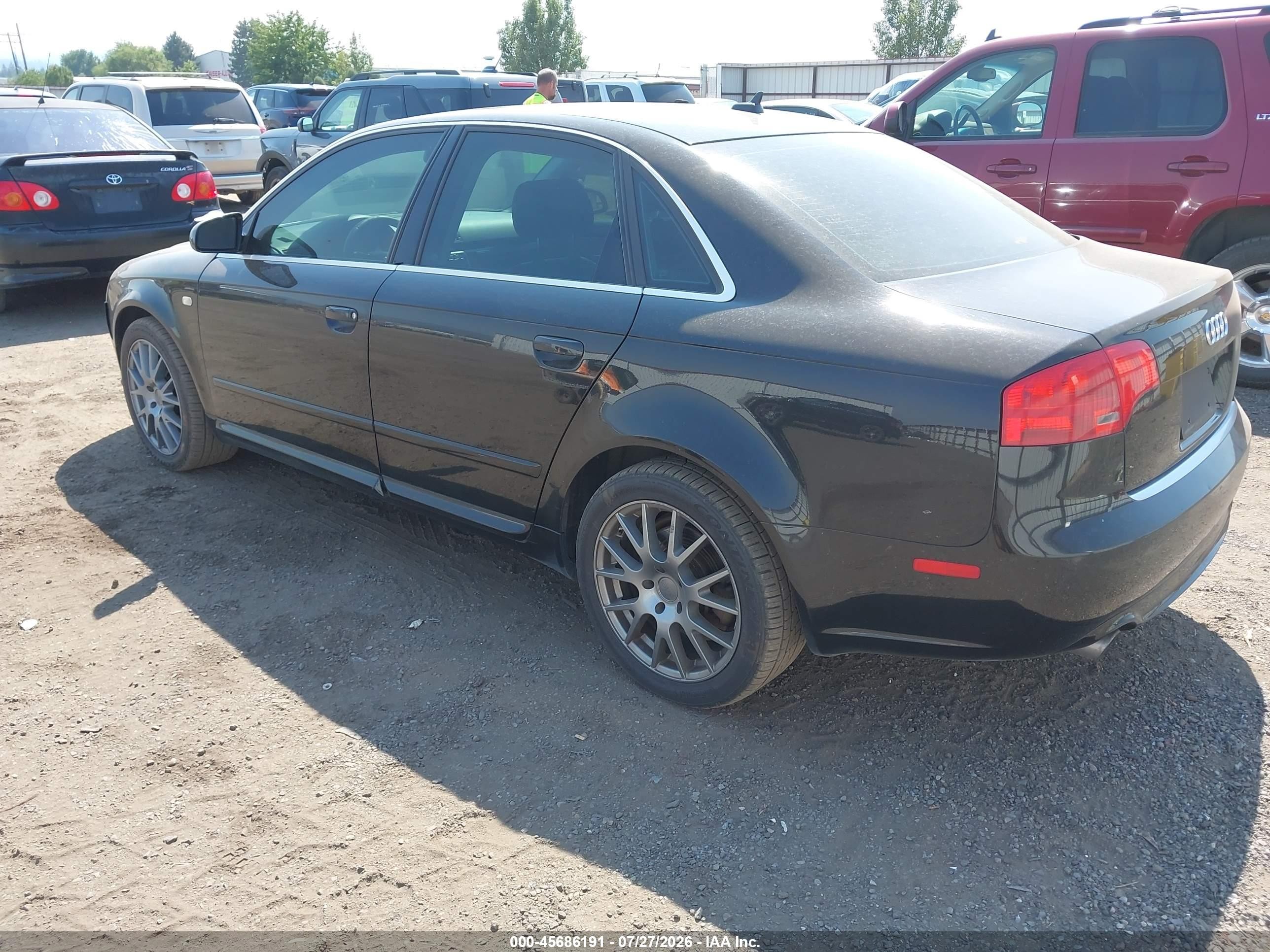 2008 Audi A4 2.0t Black vin: WAUDF78E58A112188
