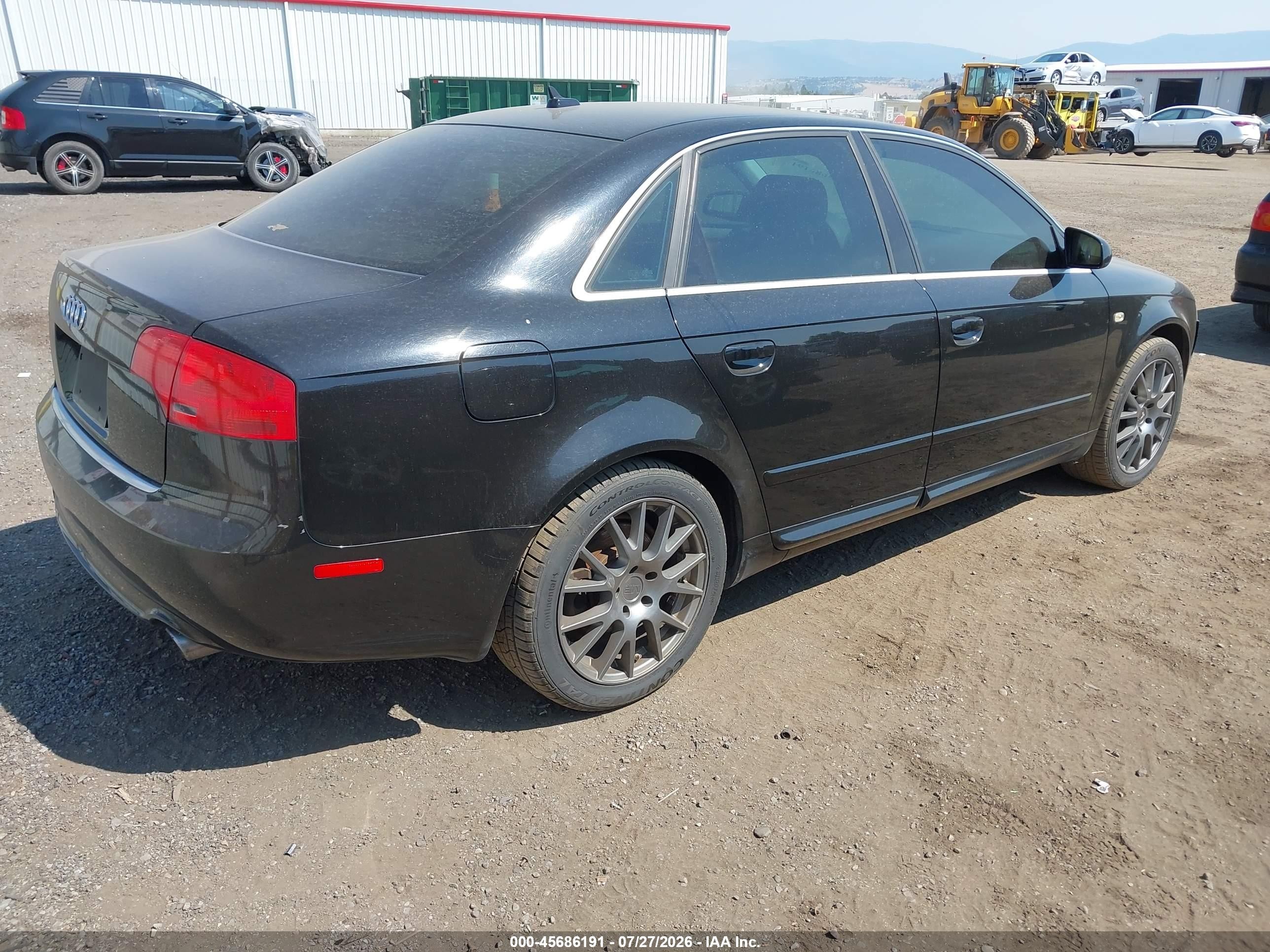 2008 Audi A4 2.0t Black vin: WAUDF78E58A112188