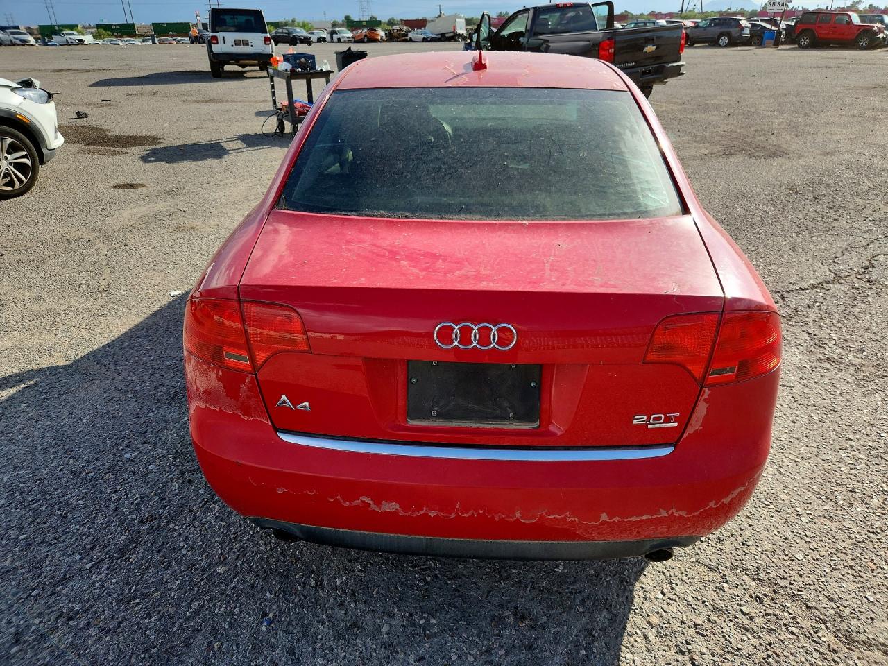 2006 Audi A4 2.0t Quattro Red vin: WAUDF78E66A128543
