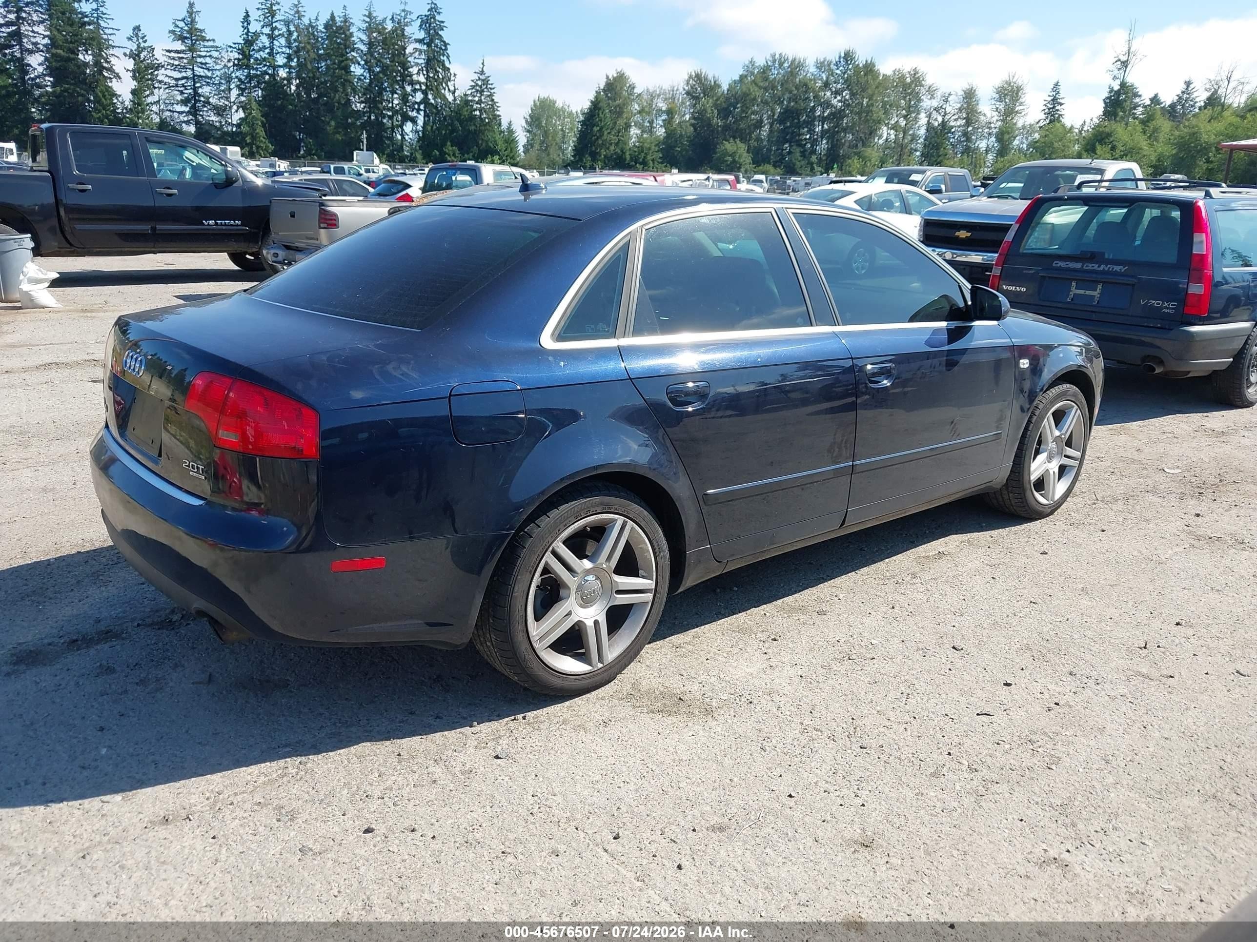 2007 Audi A4 2.0t Dark Blue vin: WAUDF78E67A083864