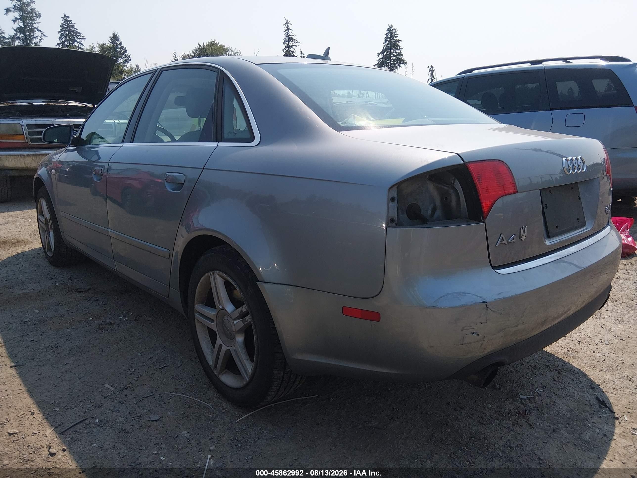 2006 Audi A4 2.0t Silver vin: WAUDF78E76A061421
