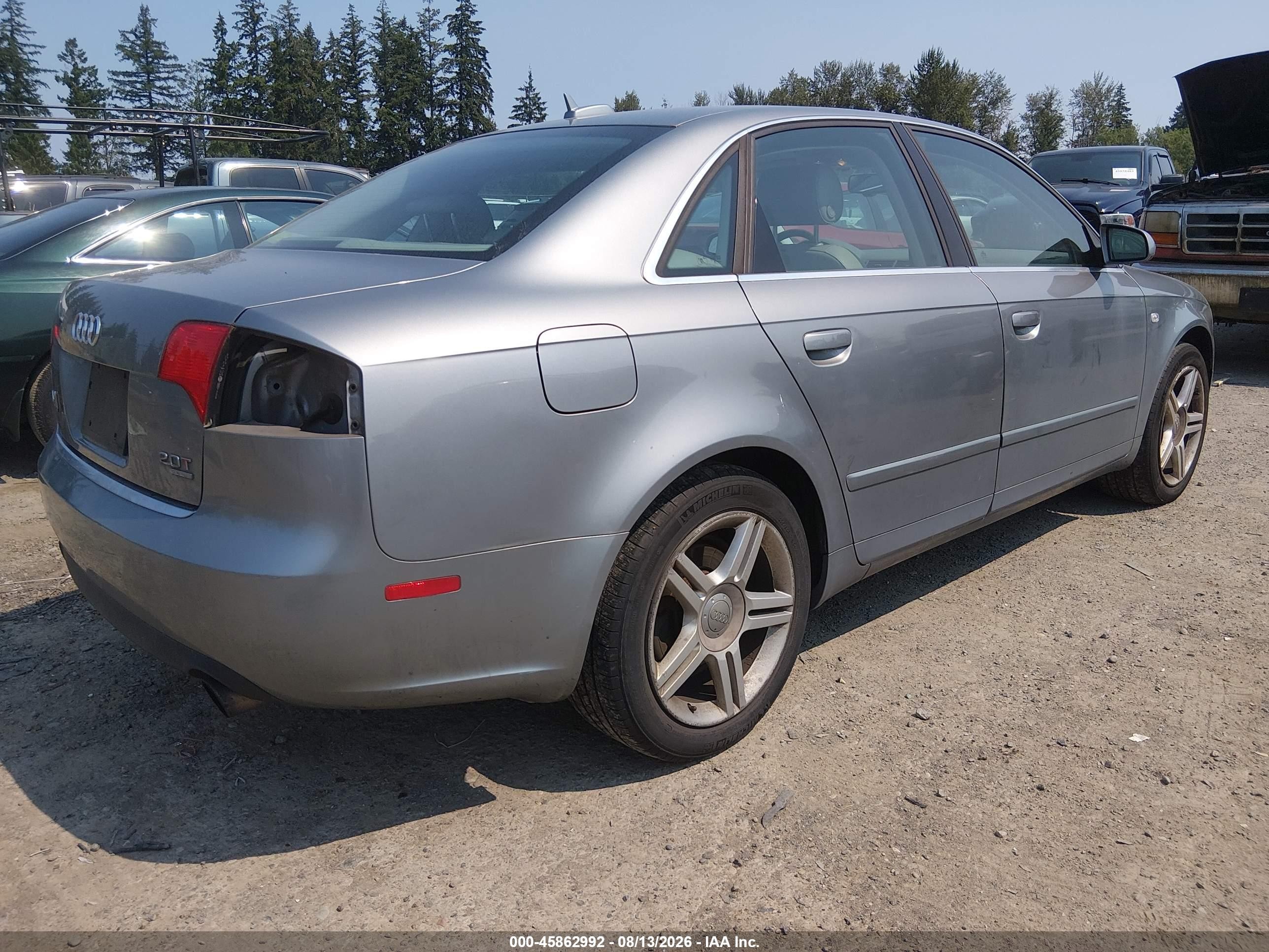 2006 Audi A4 2.0t Silver vin: WAUDF78E76A061421
