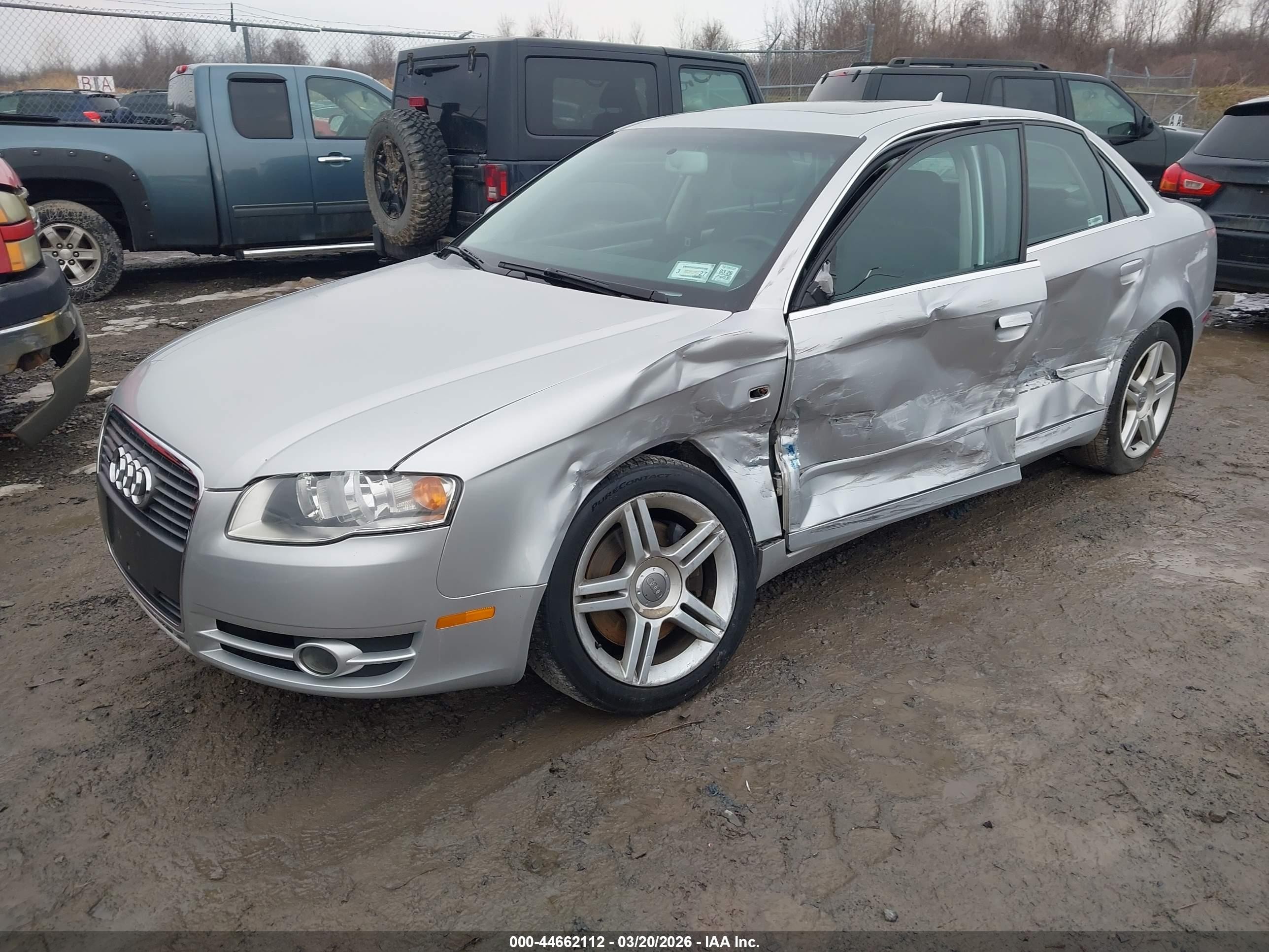 2007 Audi A4 2.0t Silver vin: WAUDF78E97A038479