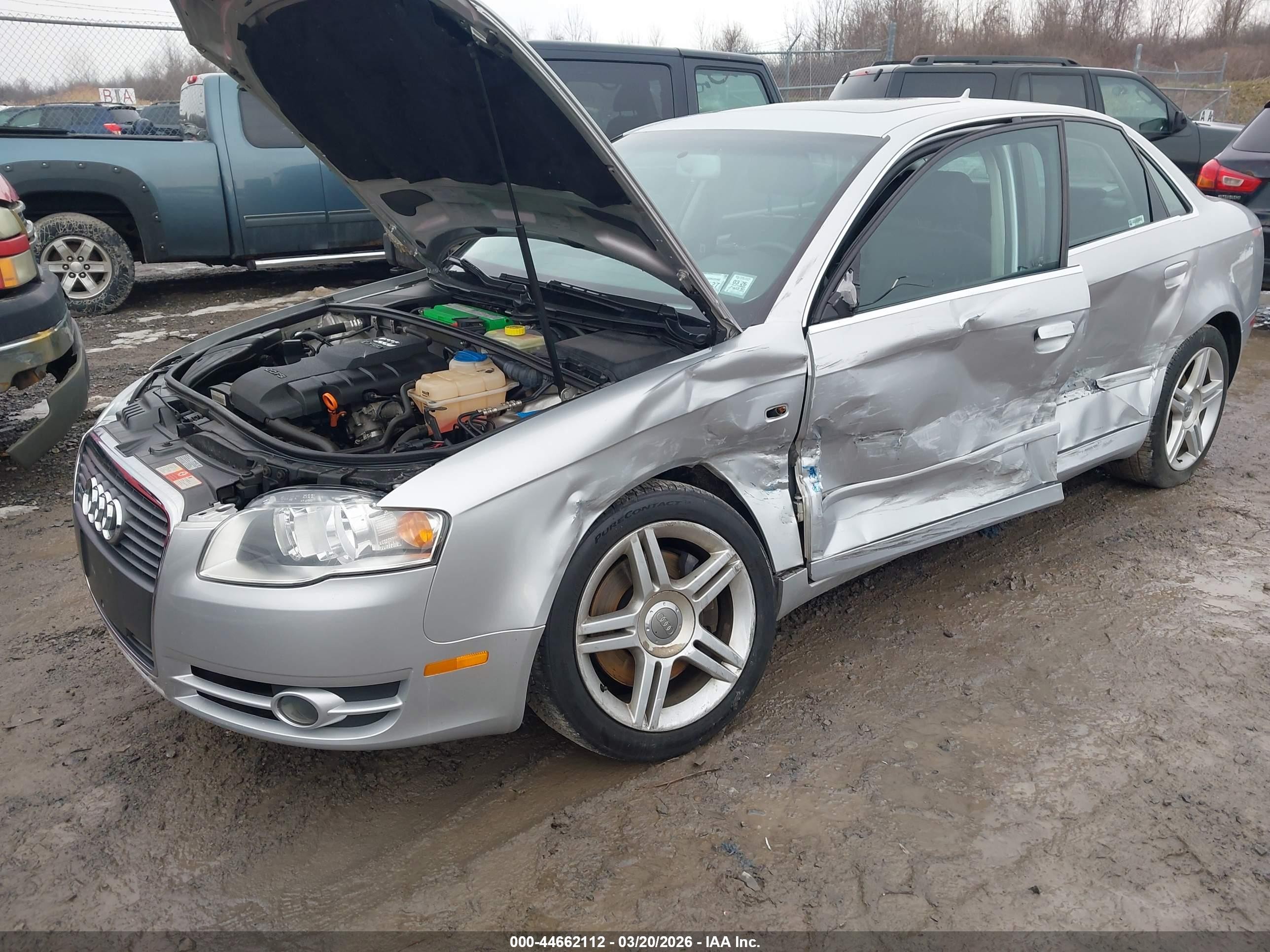 2007 Audi A4 2.0t Silver vin: WAUDF78E97A038479