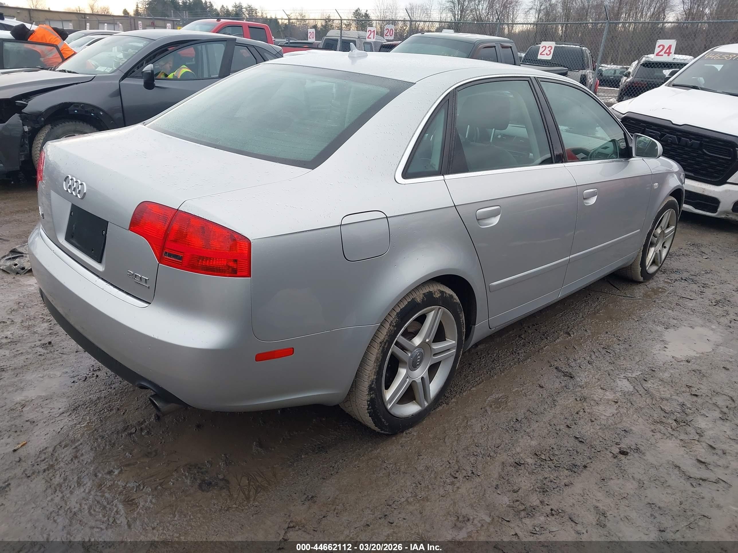 2007 Audi A4 2.0t Silver vin: WAUDF78E97A038479