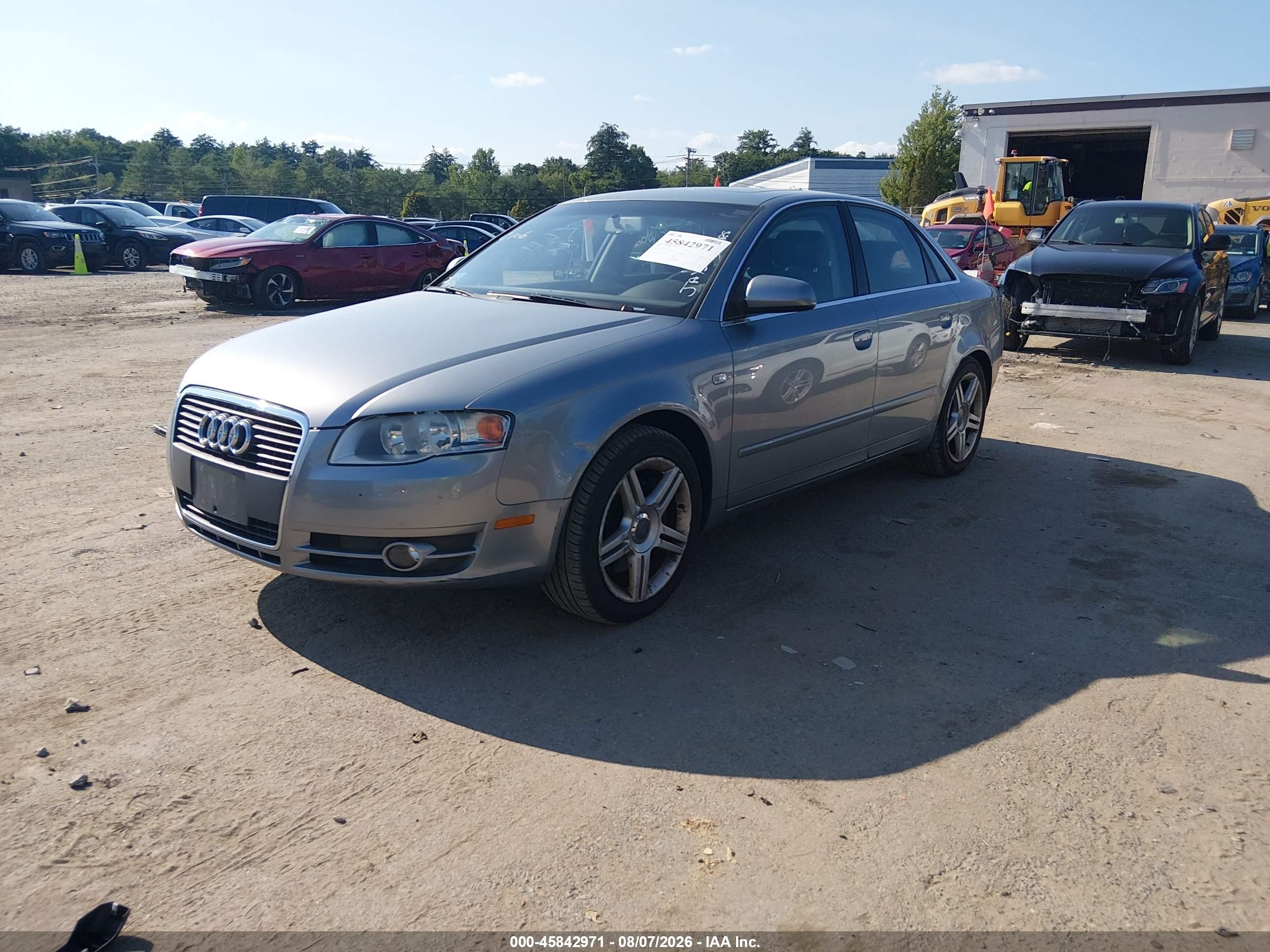 2007 Audi A4 2.0t Silver vin: WAUDF78E97A264392