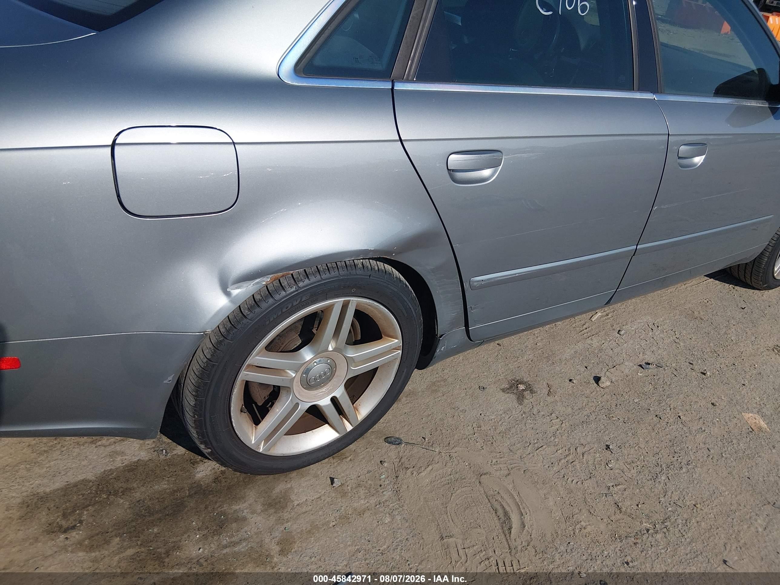 2007 Audi A4 2.0t Silver vin: WAUDF78E97A264392