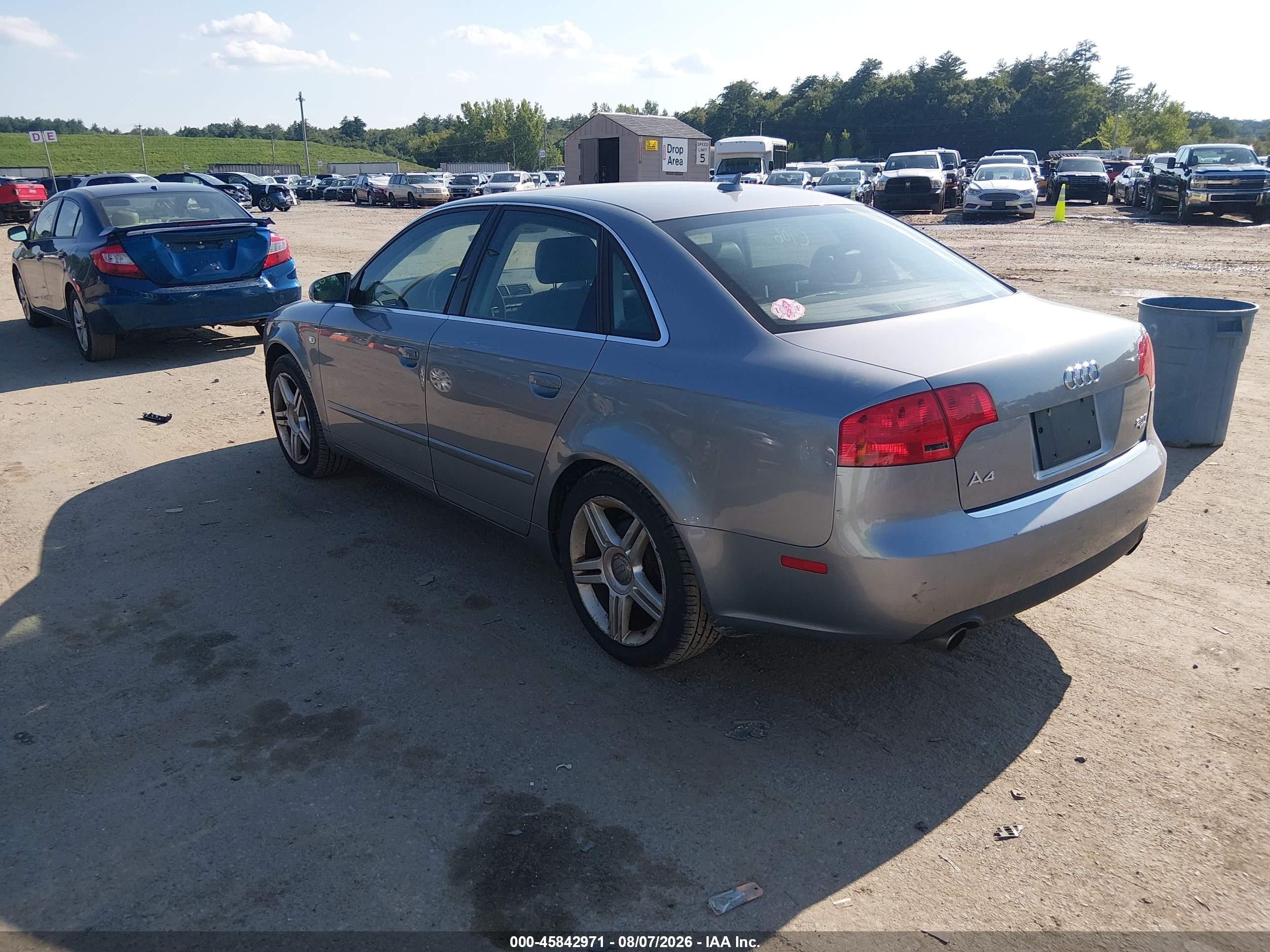 2007 Audi A4 2.0t Silver vin: WAUDF78E97A264392