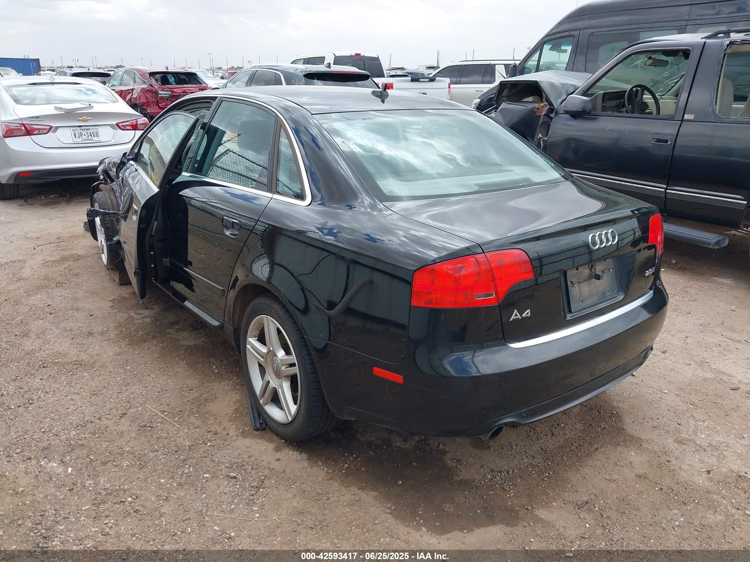 2008 Audi A4 2.0t Black vin: WAUDF78E98A126840