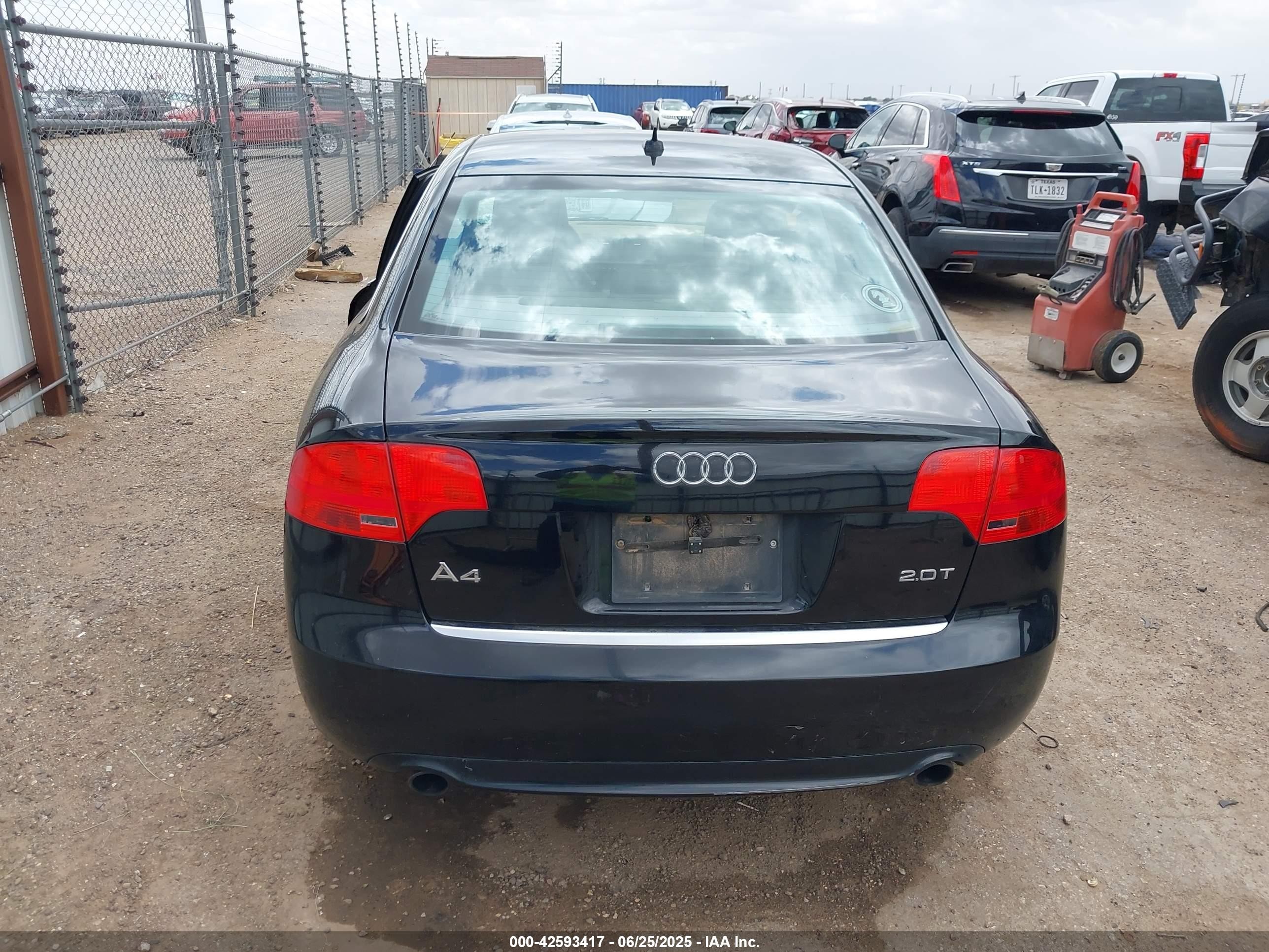 2008 Audi A4 2.0t Black vin: WAUDF78E98A126840
