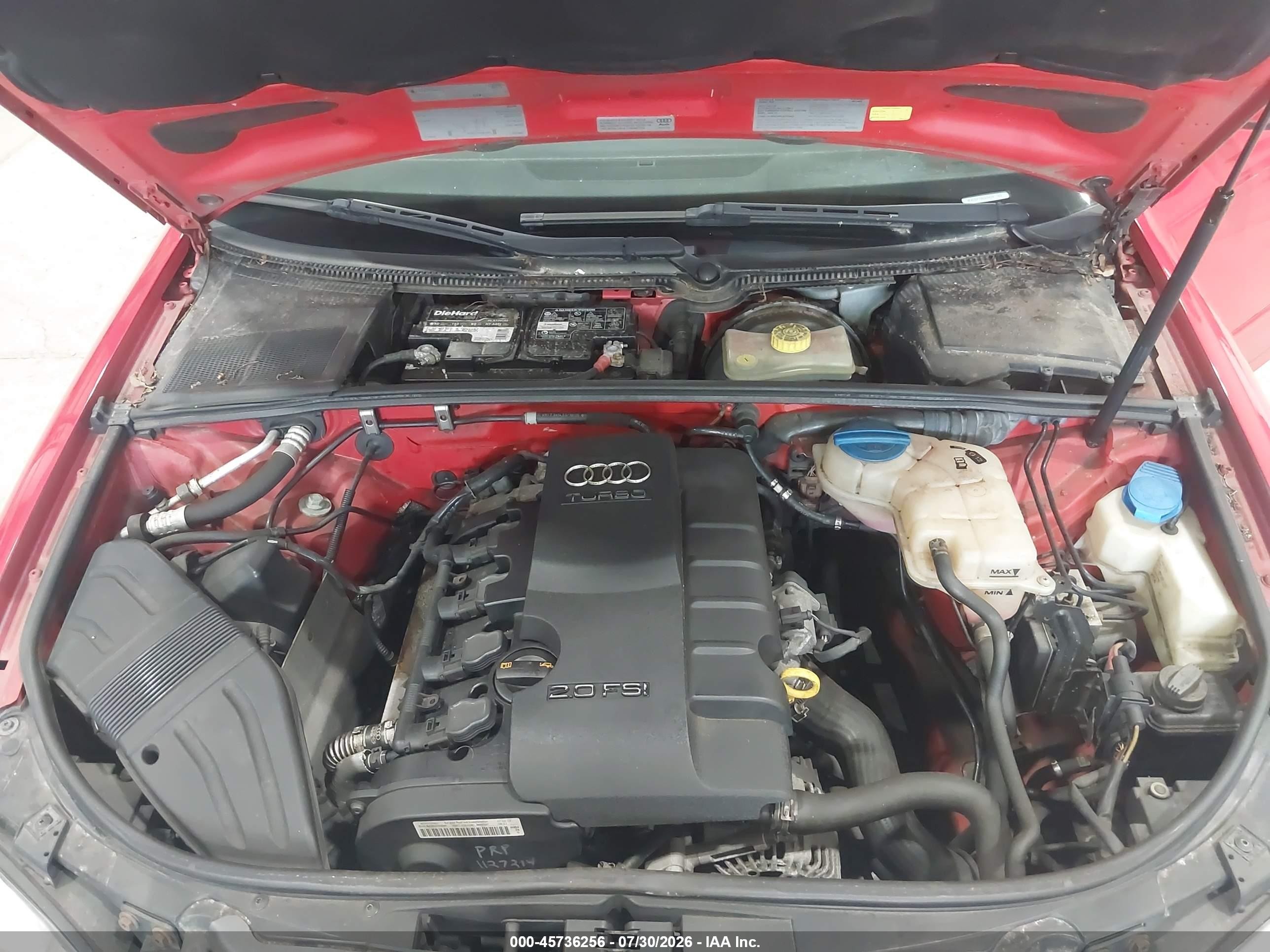 2006 Audi A4 2.0t Red vin: WAUDF78EX6A261189