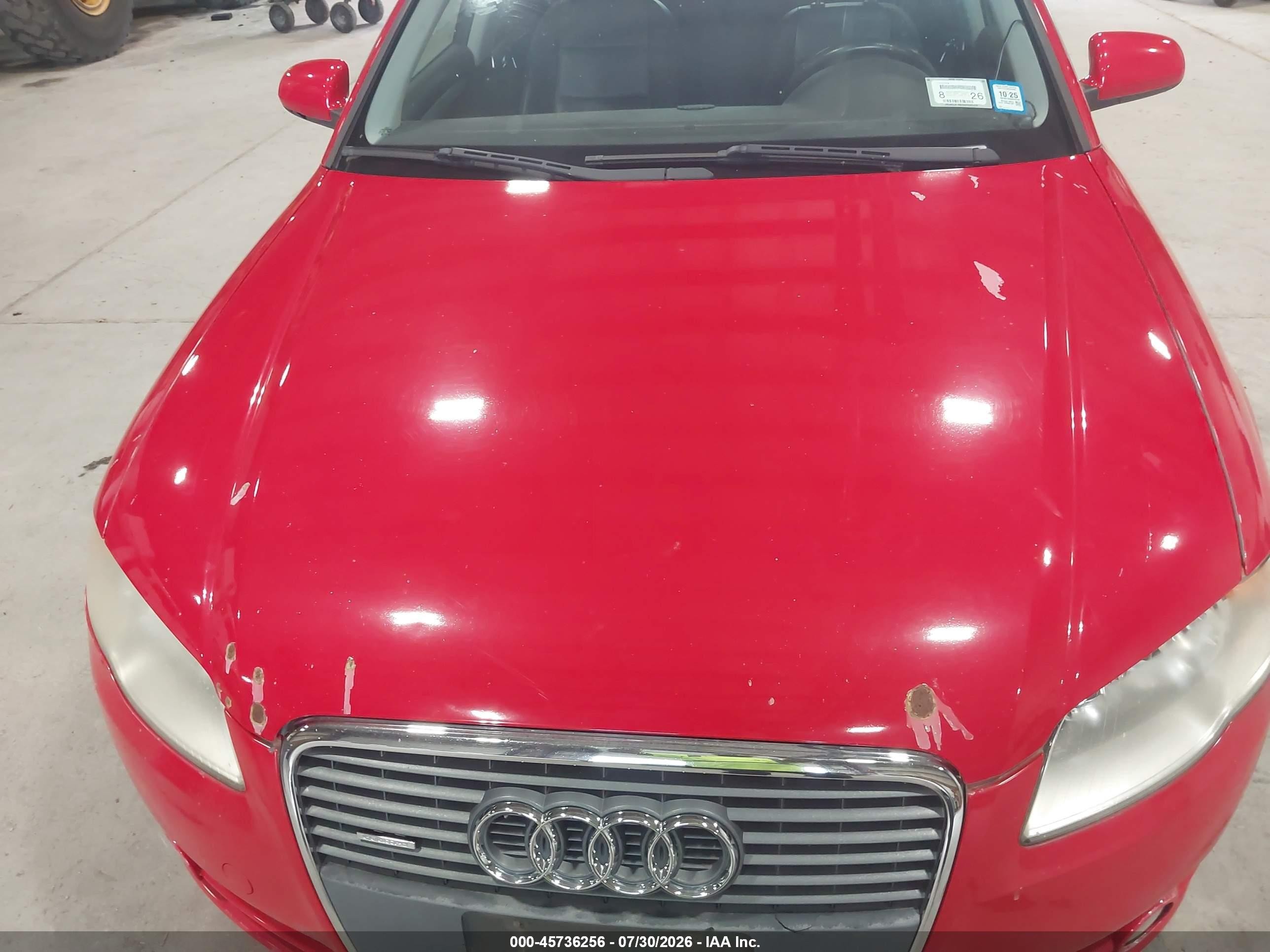 2006 Audi A4 2.0t Red vin: WAUDF78EX6A261189