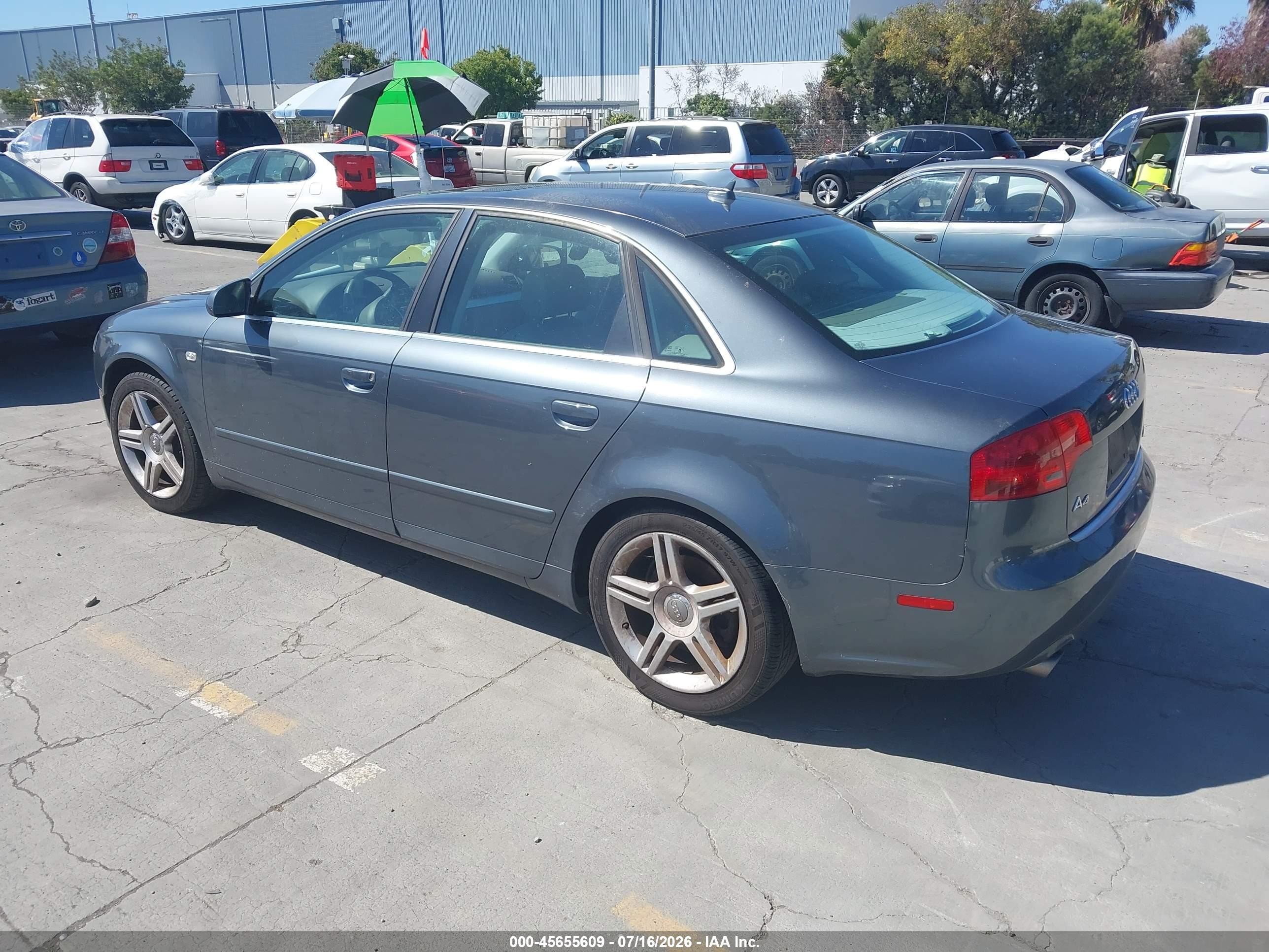 2007 Audi A4 2.0t Gray vin: WAUDF78EX7A115358