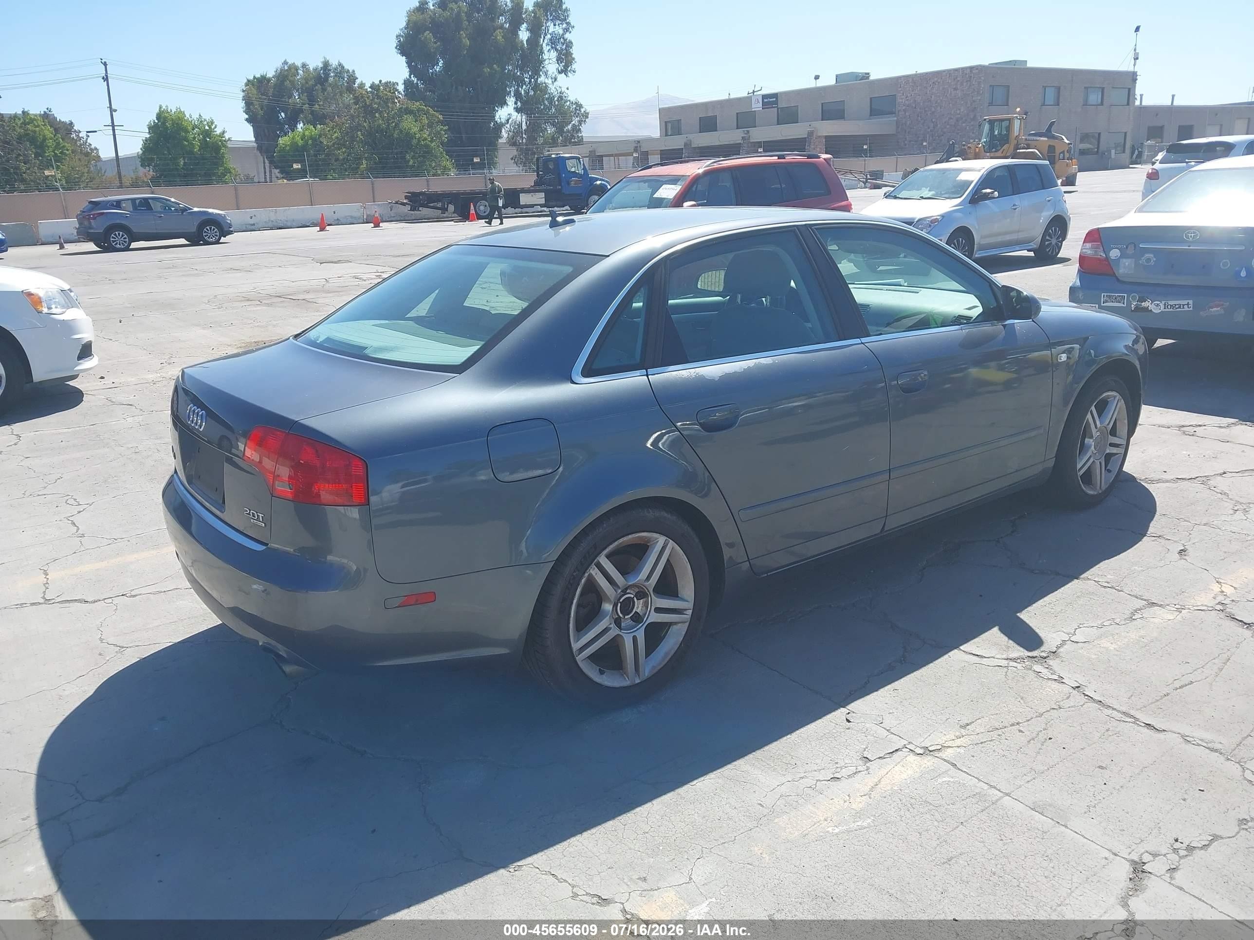 2007 Audi A4 2.0t Gray vin: WAUDF78EX7A115358