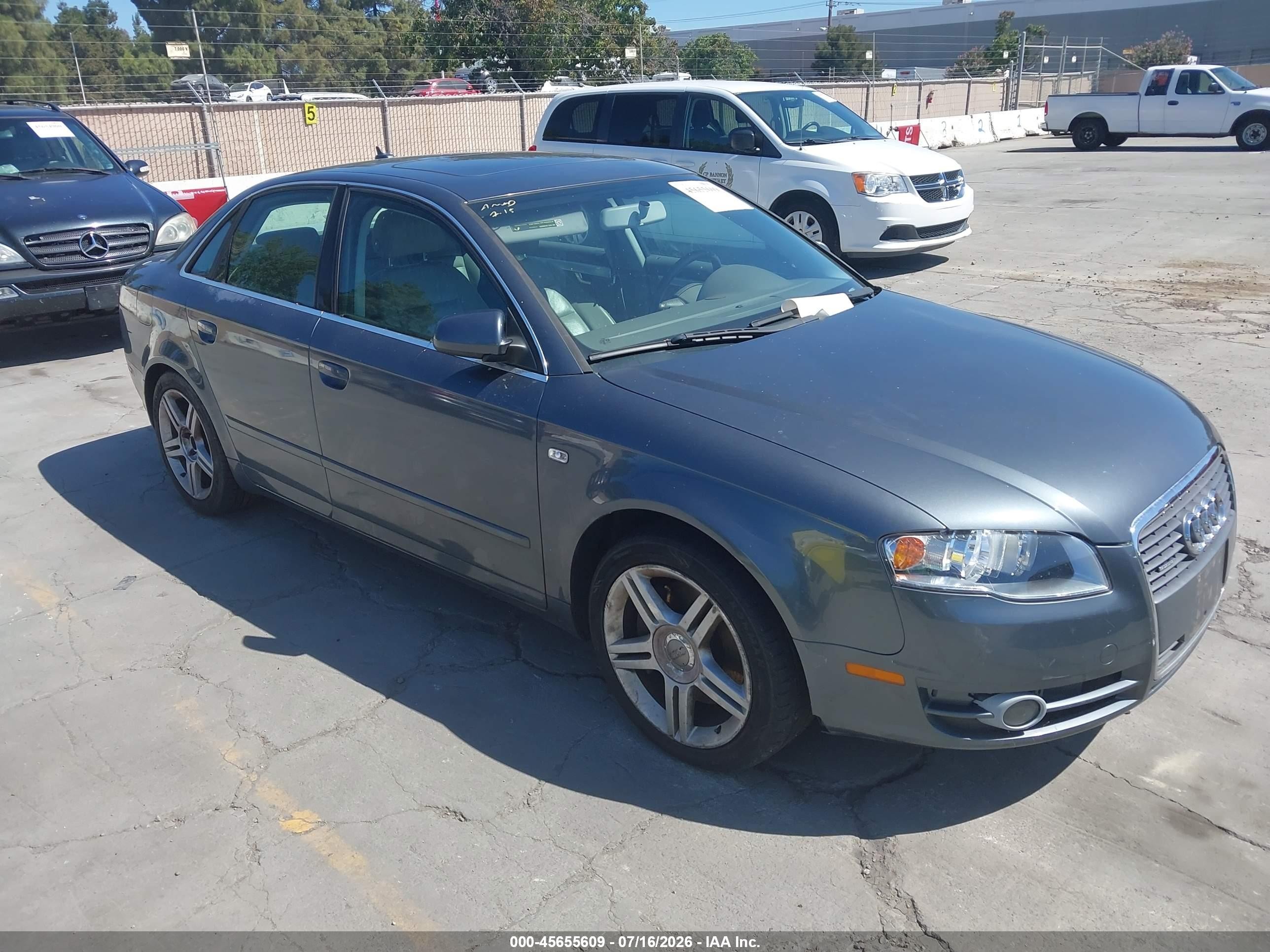 2007 Audi A4 2.0t Gray vin: WAUDF78EX7A115358
