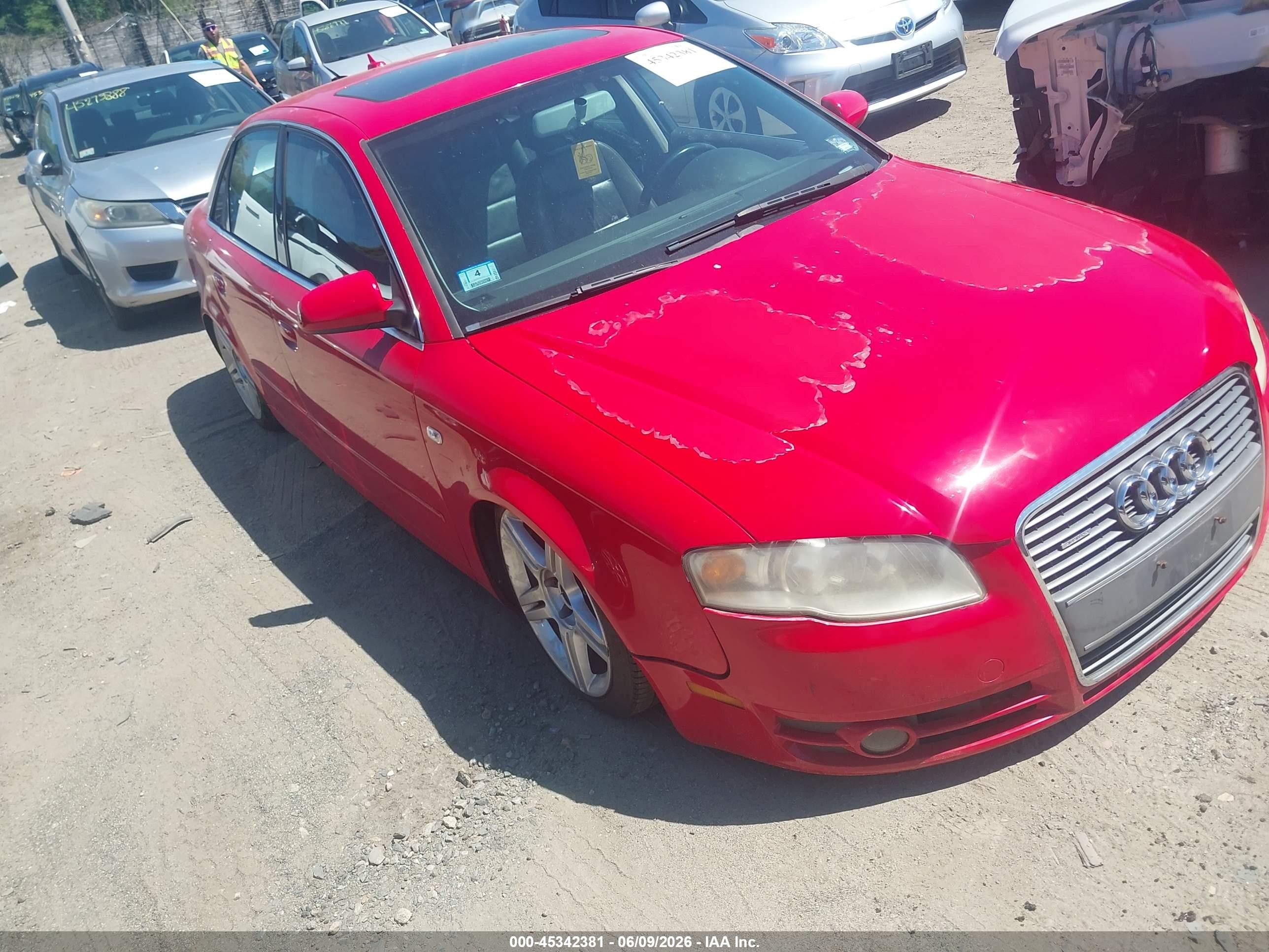 2007 Audi A4 2.0t Red vin: WAUDF78EX7A143158