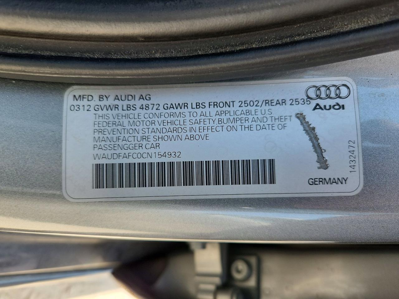 2012 Audi A6 Premium Plus Silver vin: WAUDFAFC0CN154932