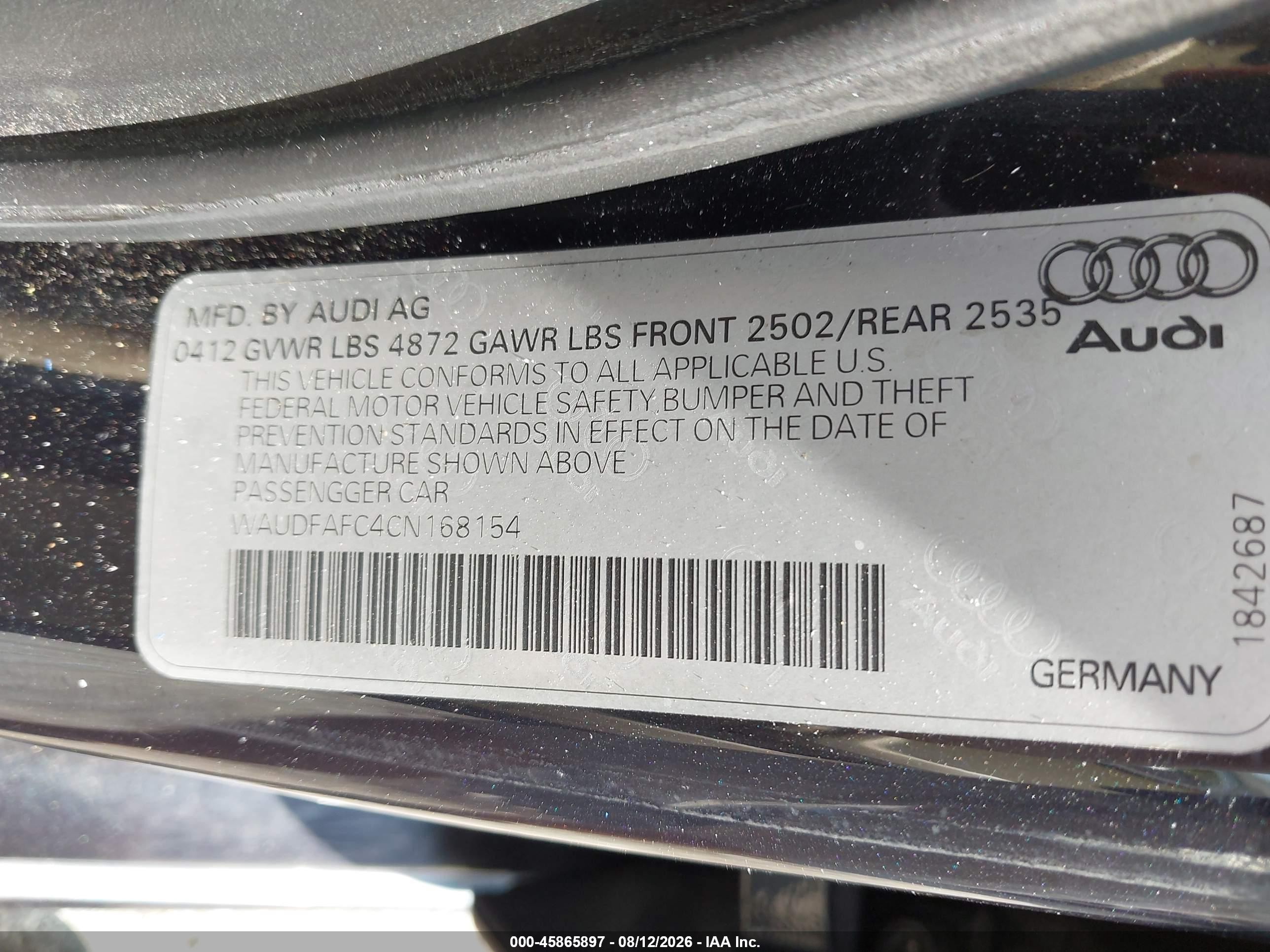 2012 Audi A6 2.0t Premium Plus Dark Blue vin: WAUDFAFC4CN168154