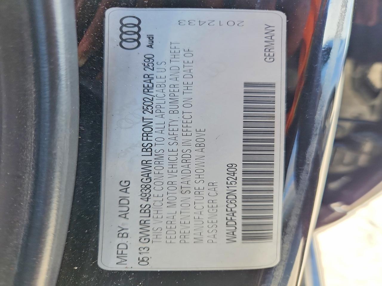 2013 Audi A6 Premium Plus Black vin: WAUDFAFC6DN152409