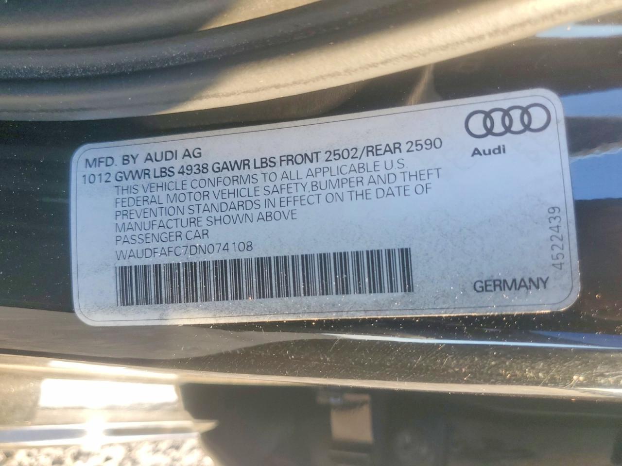 2013 Audi A6 Premium Plus Black vin: WAUDFAFC7DN074108