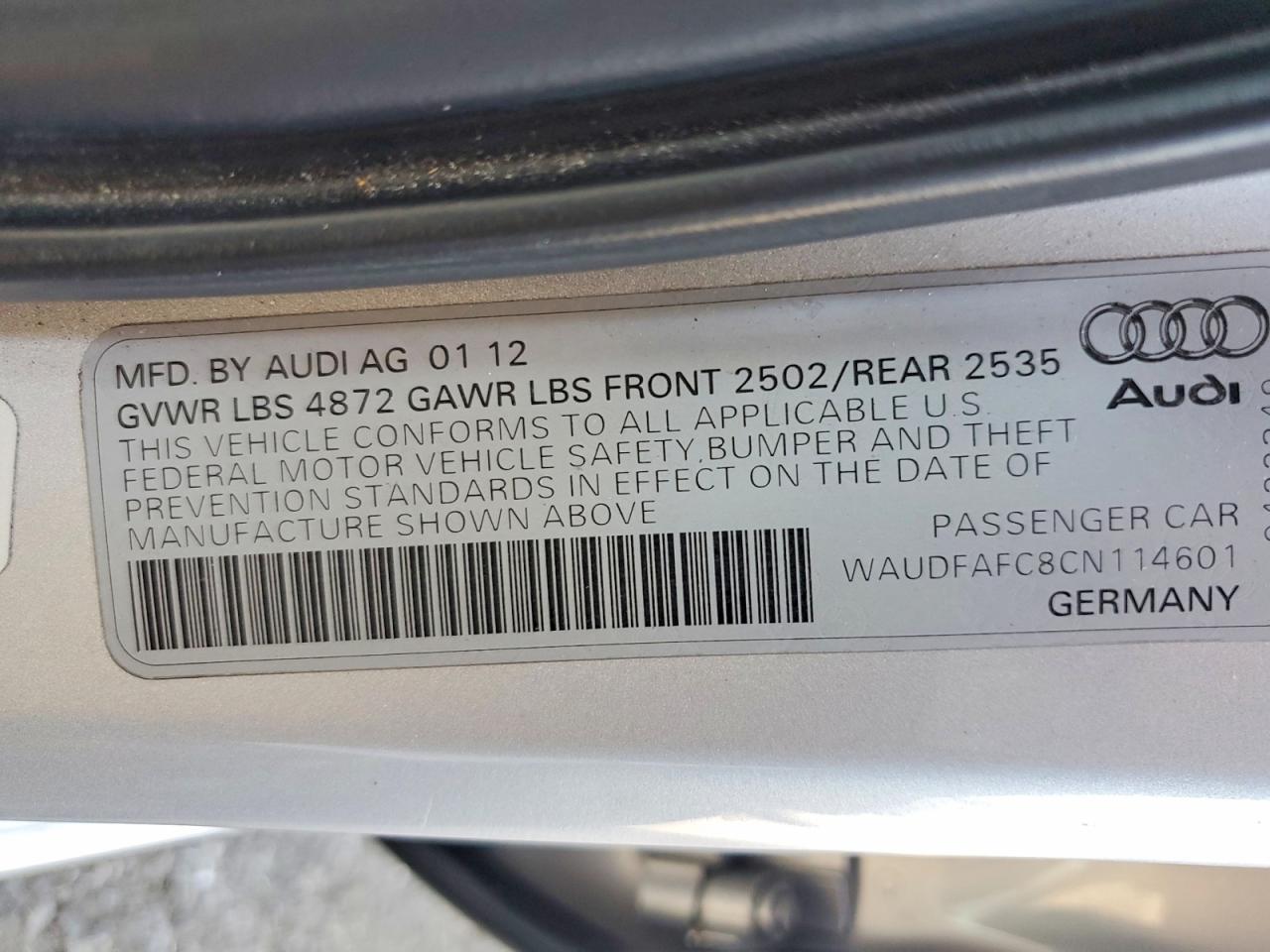 2012 Audi A6 Premium Plus Silver vin: WAUDFAFC8CN114601