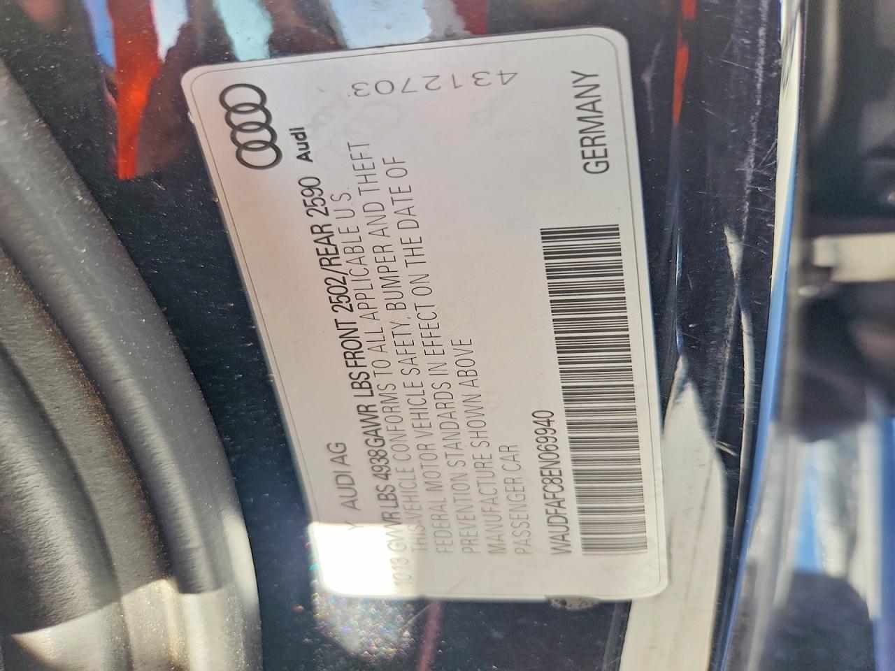 2014 Audi A6 Premium Plus Black vin: WAUDFAFC8EN069940