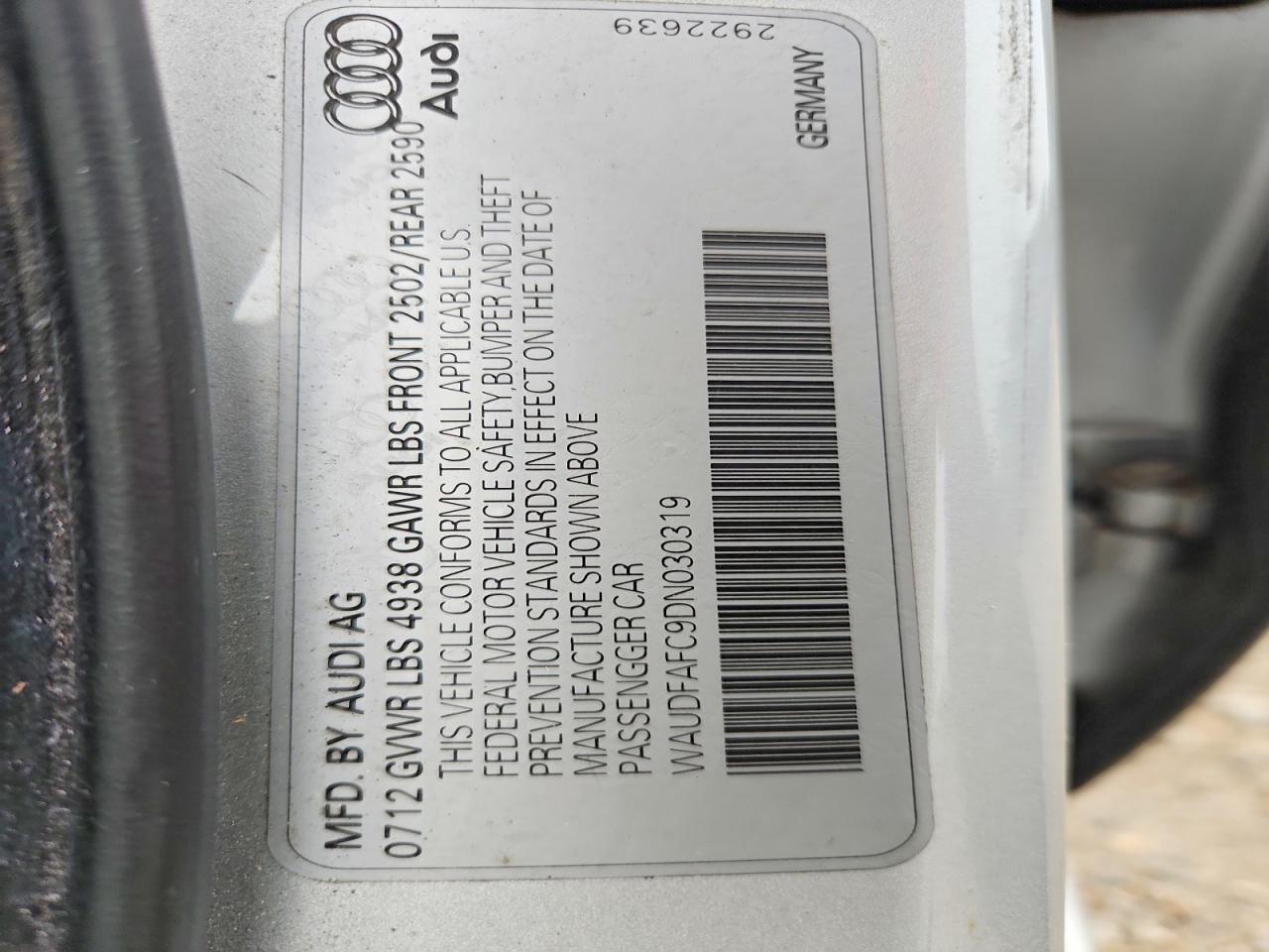 2013 Audi A6 Premium Plus Silver vin: WAUDFAFC9DN030319