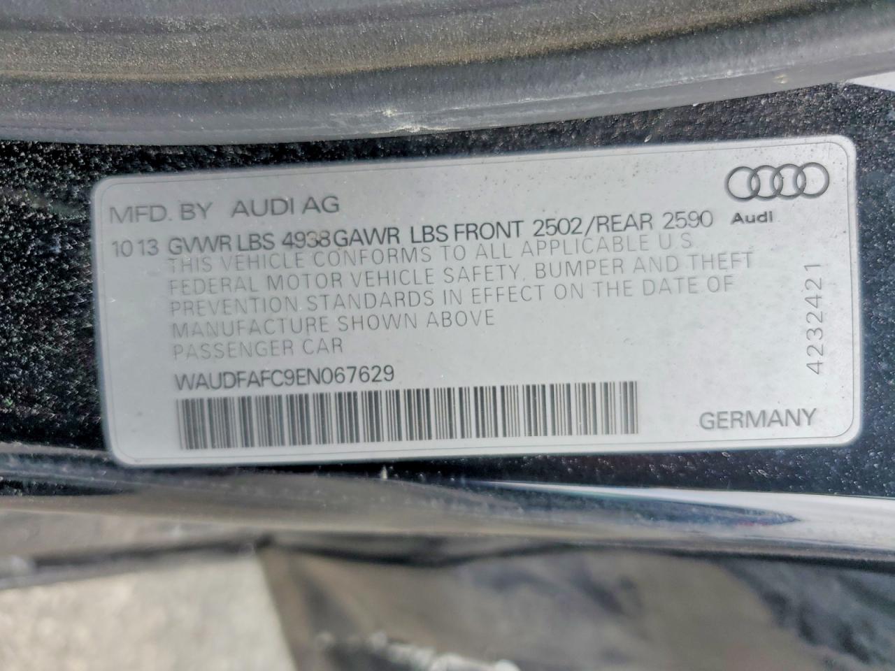 2014 Audi A6 Premium Plus Black vin: WAUDFAFC9EN067629