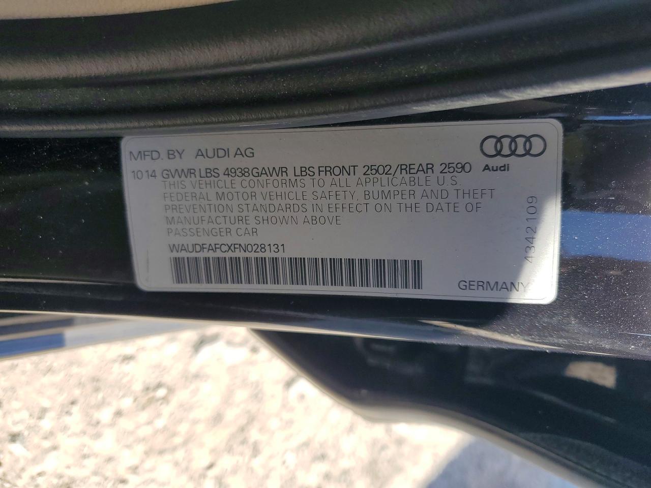 2015 Audi A6 Premium Plus Black vin: WAUDFAFCXFN028131