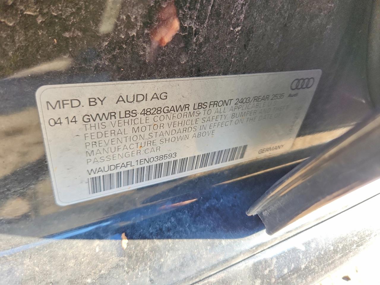 2014 Audi A4 Premium Black vin: WAUDFAFL1EN038593