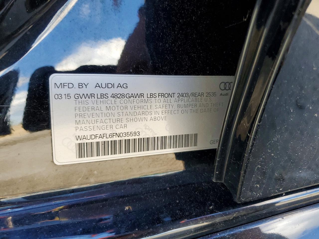 2015 Audi A4 Premium Black vin: WAUDFAFL6FN035593