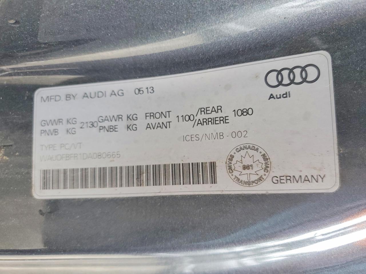 2013 Audi A5 Premium Gray vin: WAUDFBFR1DA080665